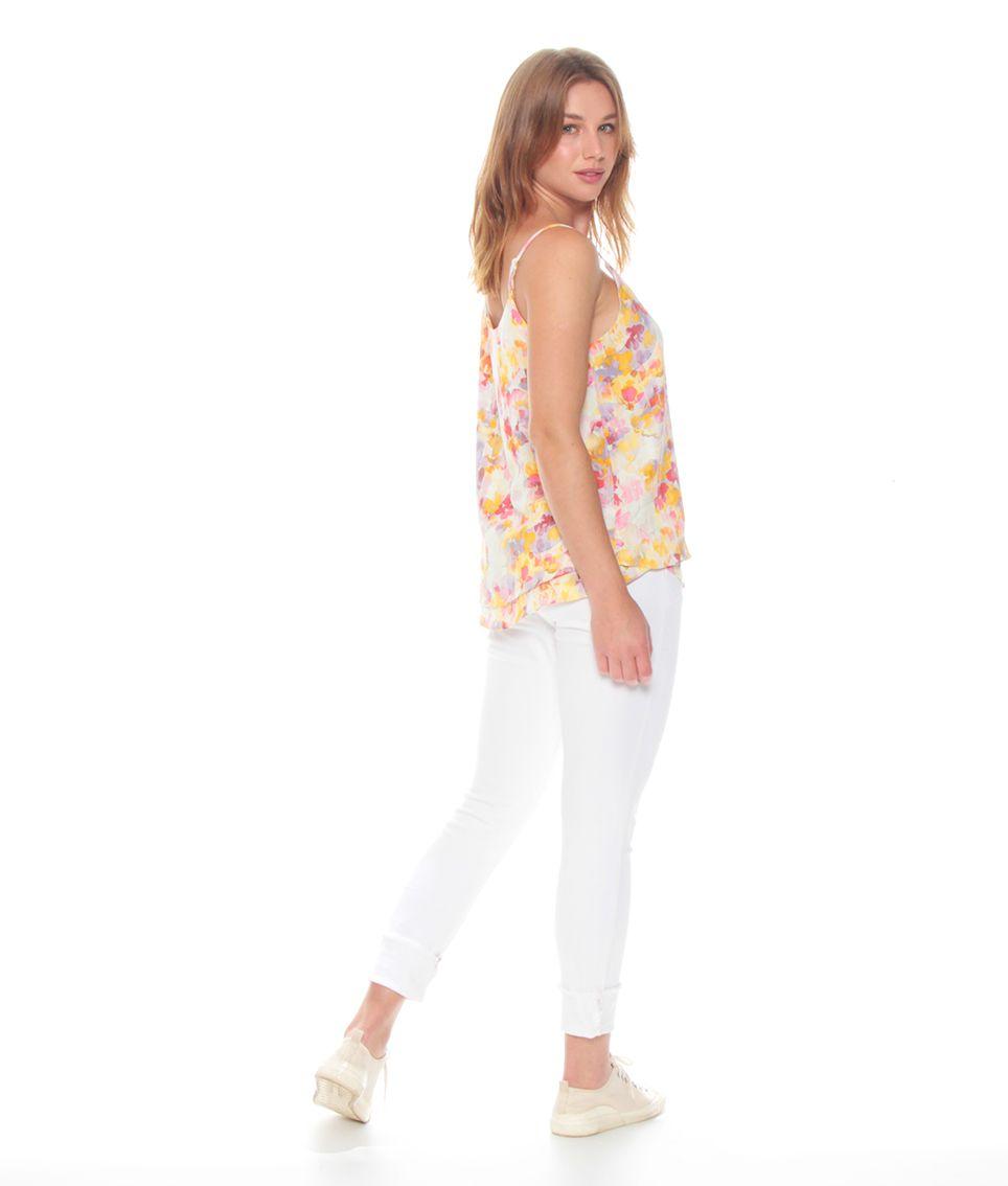 Blusa Sin Manga Pabilo Ajustable Estampado Escote Redondo-2