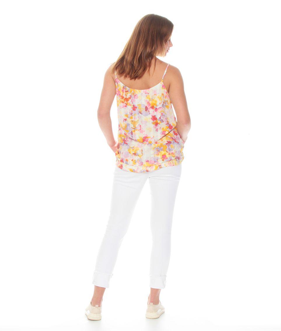 Blusa Sin Manga Pabilo Ajustable Estampado Escote Redondo-3