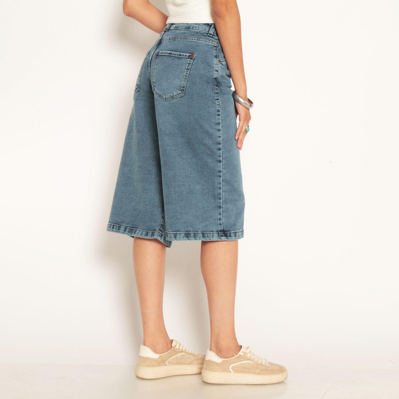 Bermuda Jort Denim Tiro Alto Pretina Interna 2 Botones-7