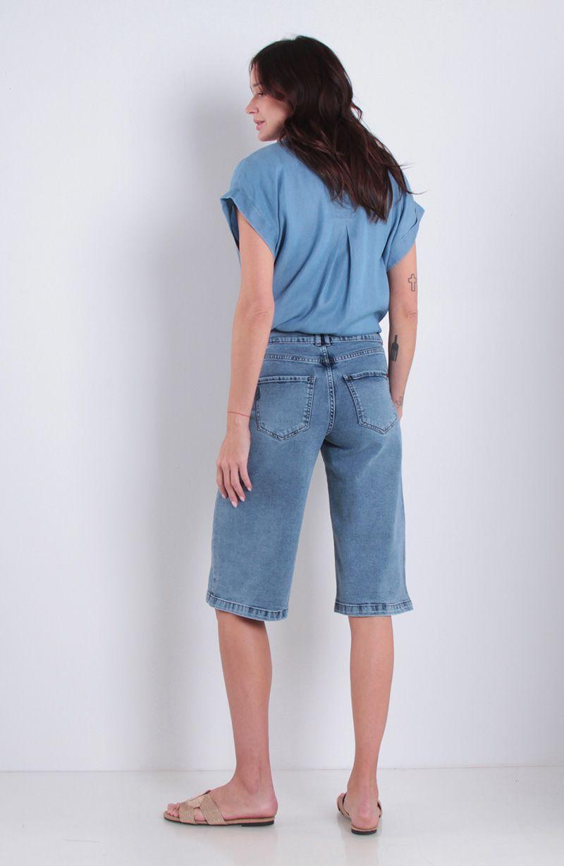 Bermuda Jort Denim Tiro Alto Pretina Interna 2 Botones-7
