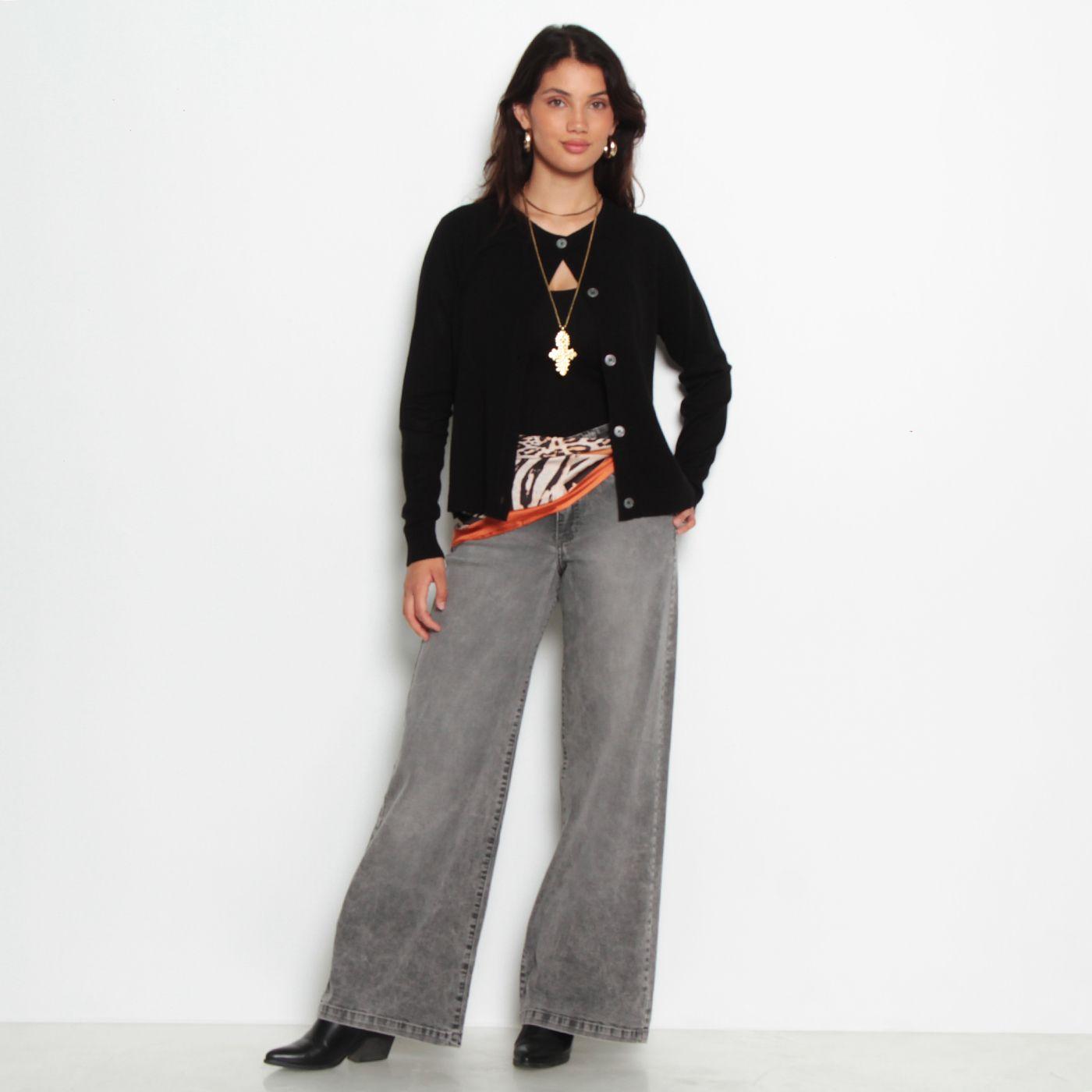 Chaleco Manga Larga Abotonado En Delantero-2