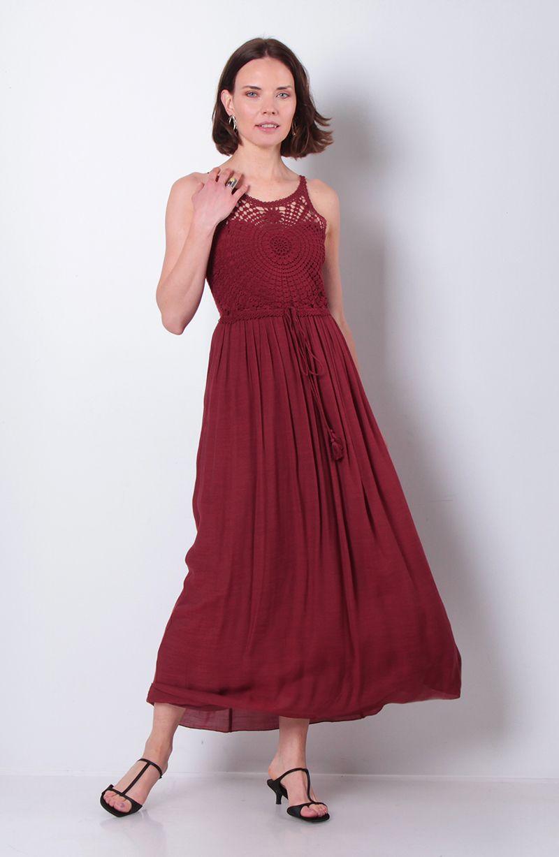 Vestido Sin Manga Escote Redondo Con Aplicacion En Busto-0
