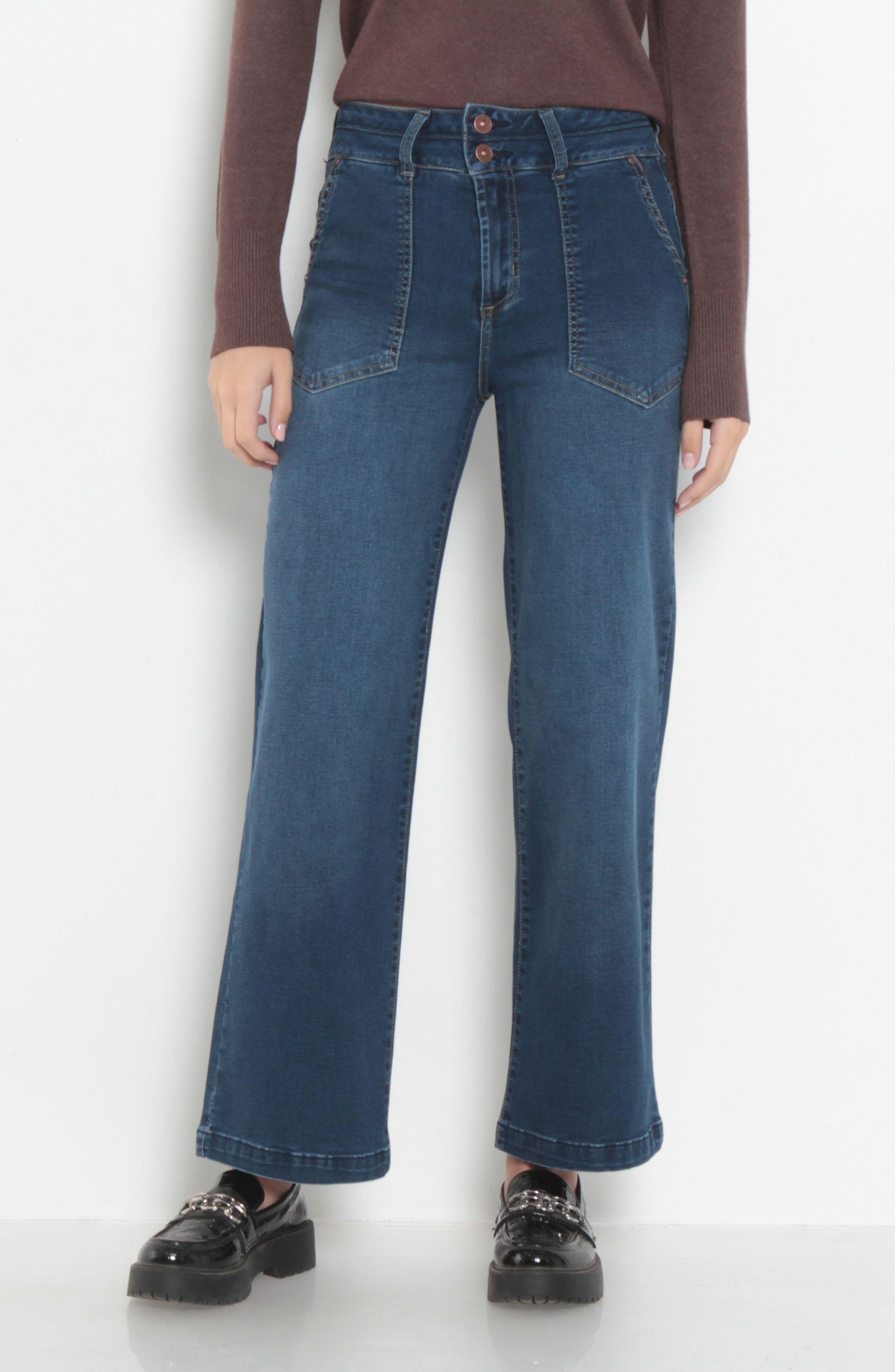 Jeans Recto Cargo Pretina Alta  Dos Botones-0