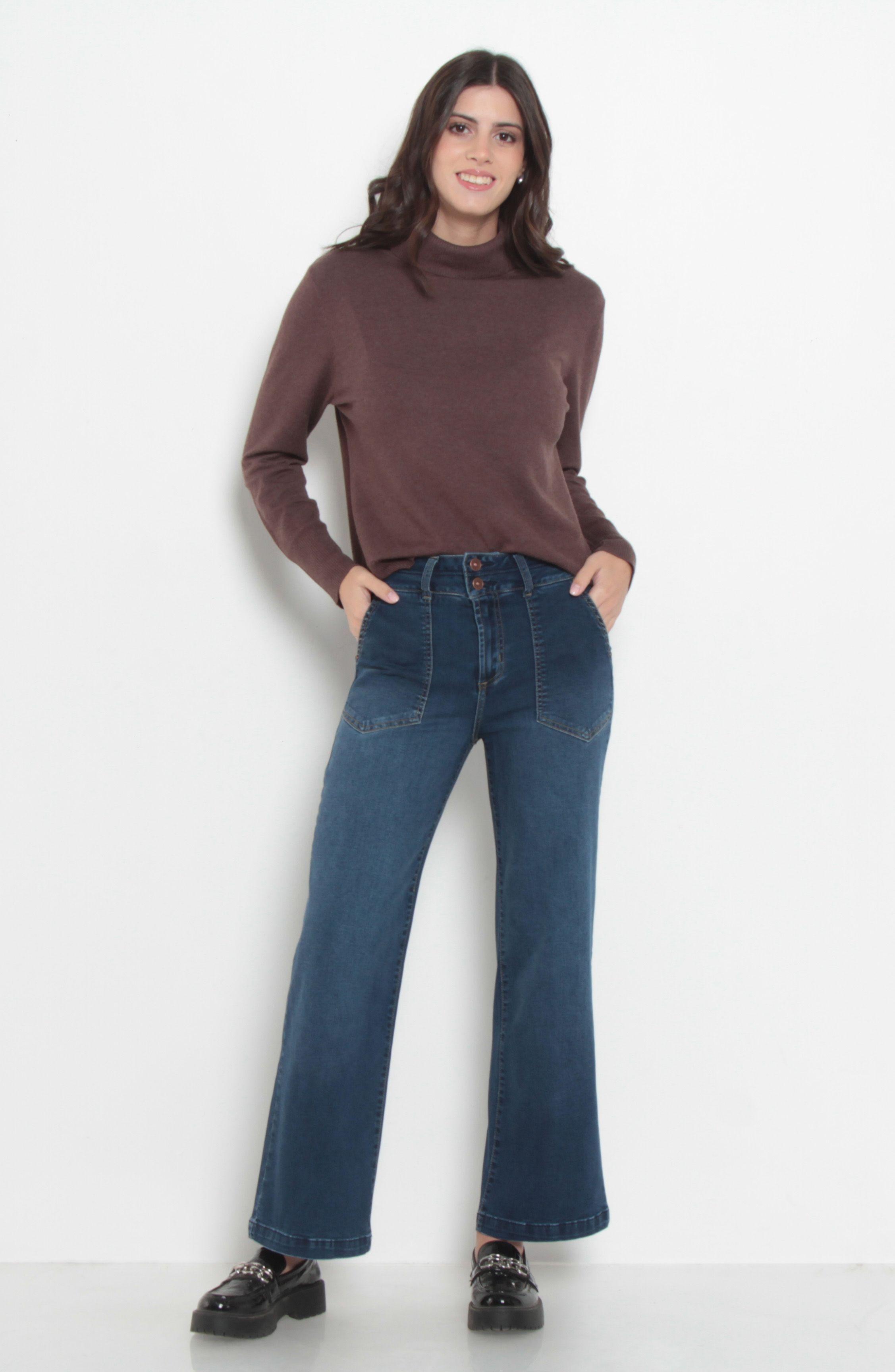 Jeans Crop Cargo Pretina Alta Dos Botones-6