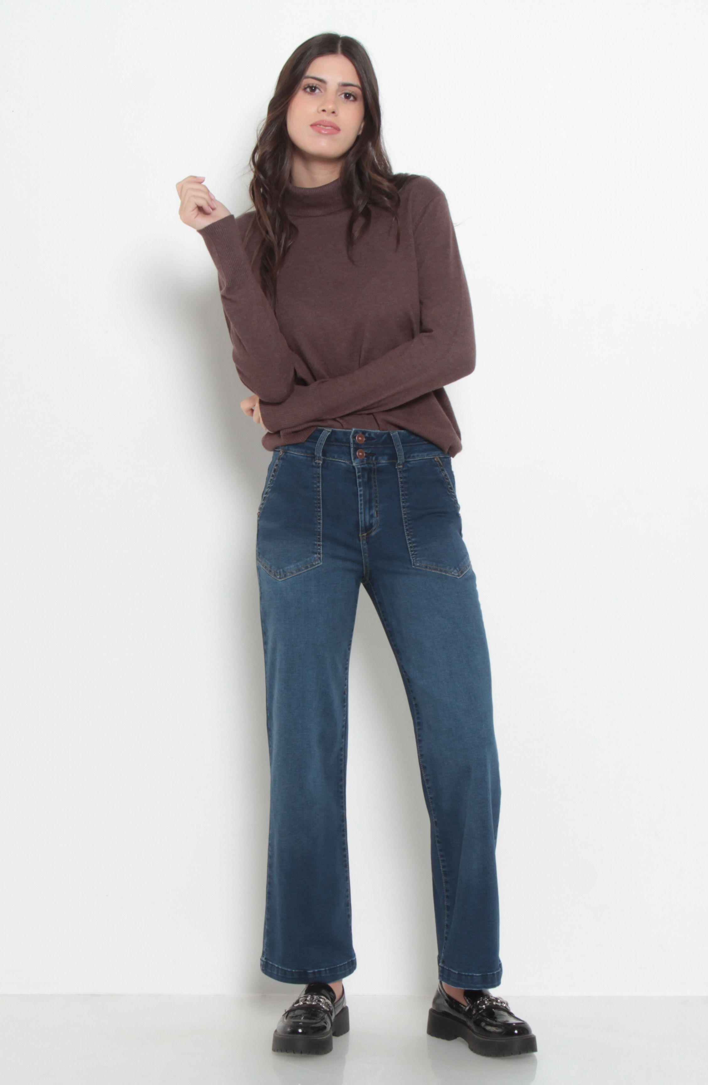 Jeans Crop Cargo Pretina Alta Dos Botones-9