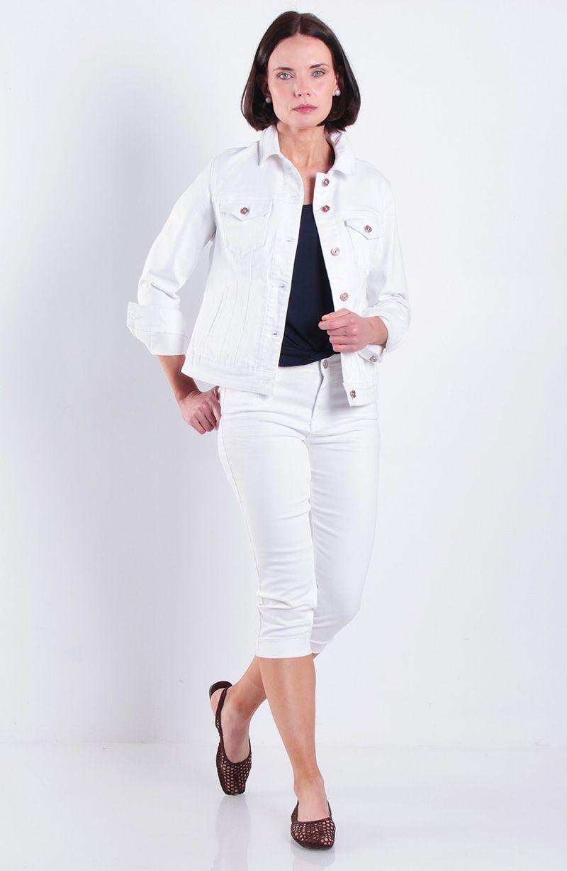 Chaqueta Denim  Basica Manga Larga Abotonada En Delantero Con Bolsillo-1