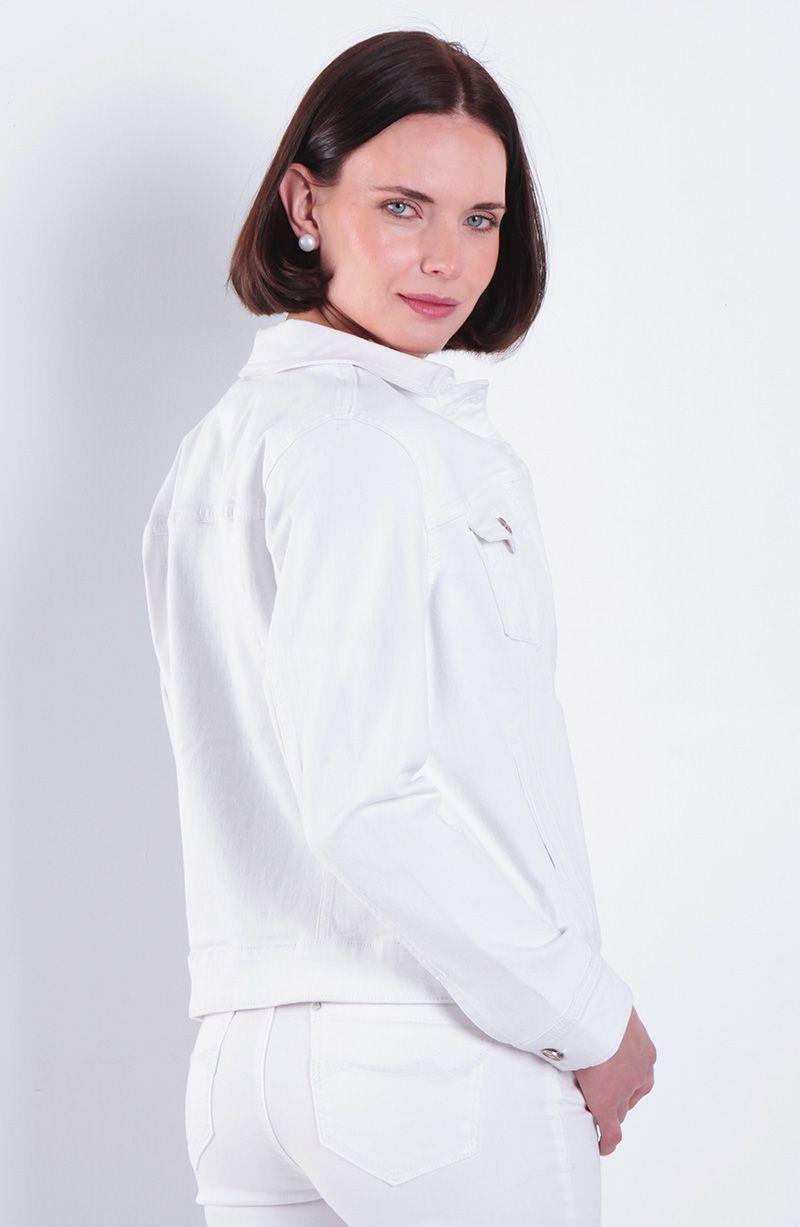 Chaqueta Denim  Basica Manga Larga Abotonada En Delantero Con Bolsillo-4