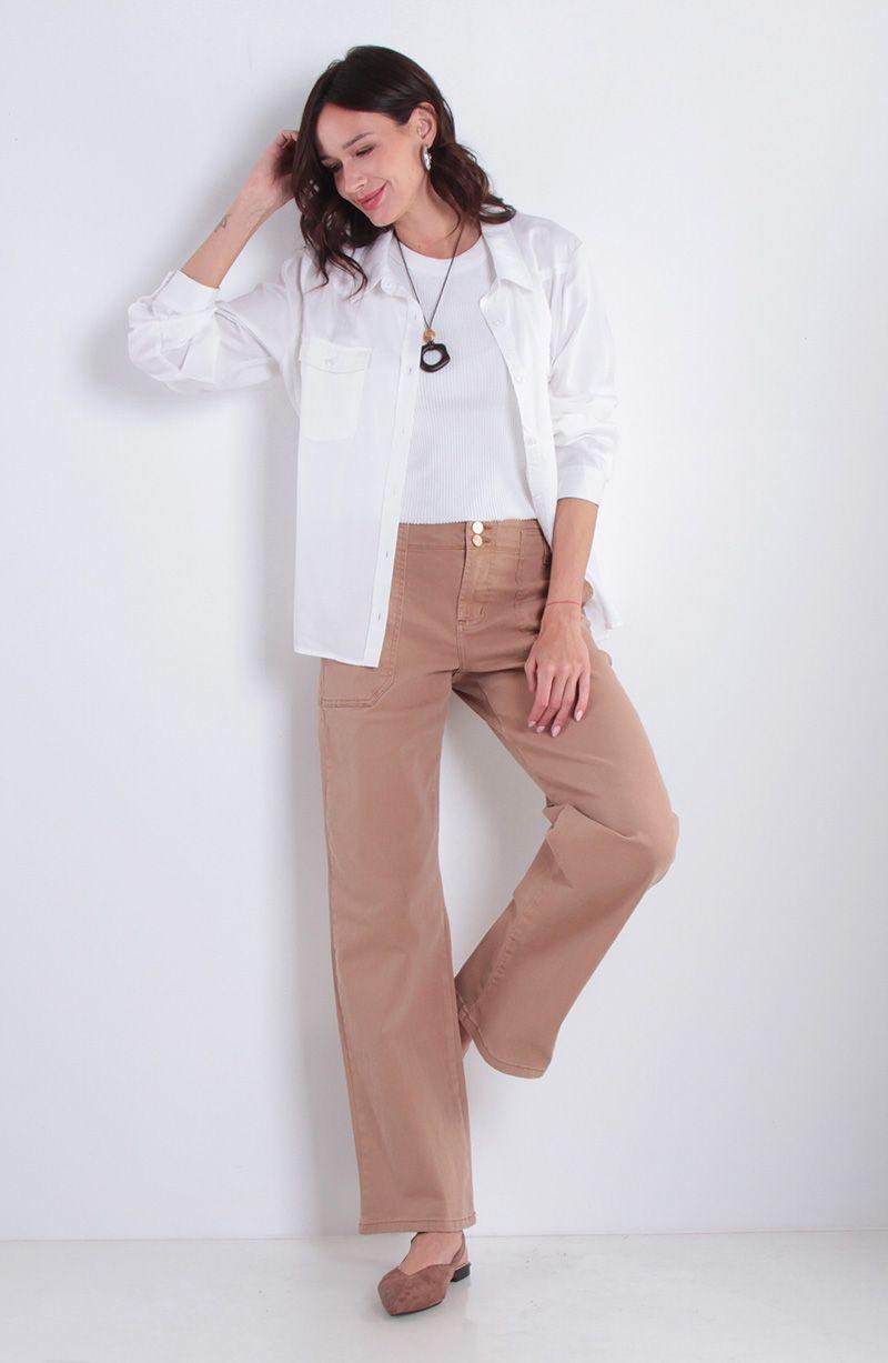 Jeans Cargo Wide Leg Tiro Alto Pretina Basica 1 Boton-8