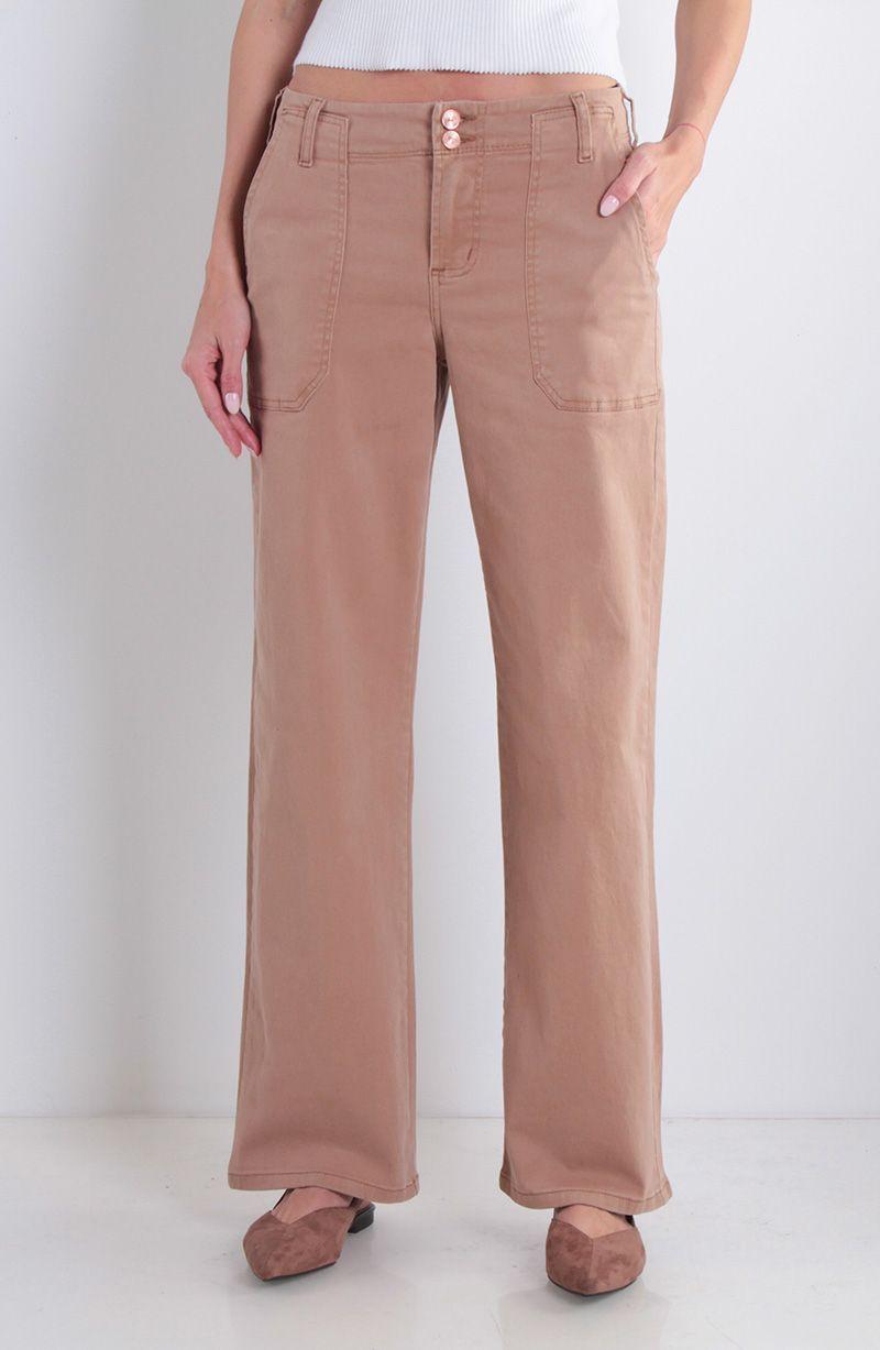 Jeans Cargo Wide Leg Tiro Alto Pretina Basica 1 Boton-0