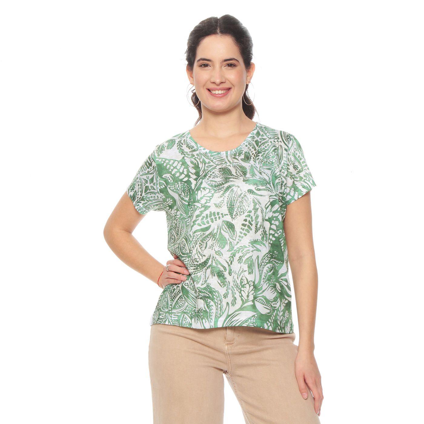 Polera Manga Corta Sublimada Con Aplicacion Strass Escote Redondo-0