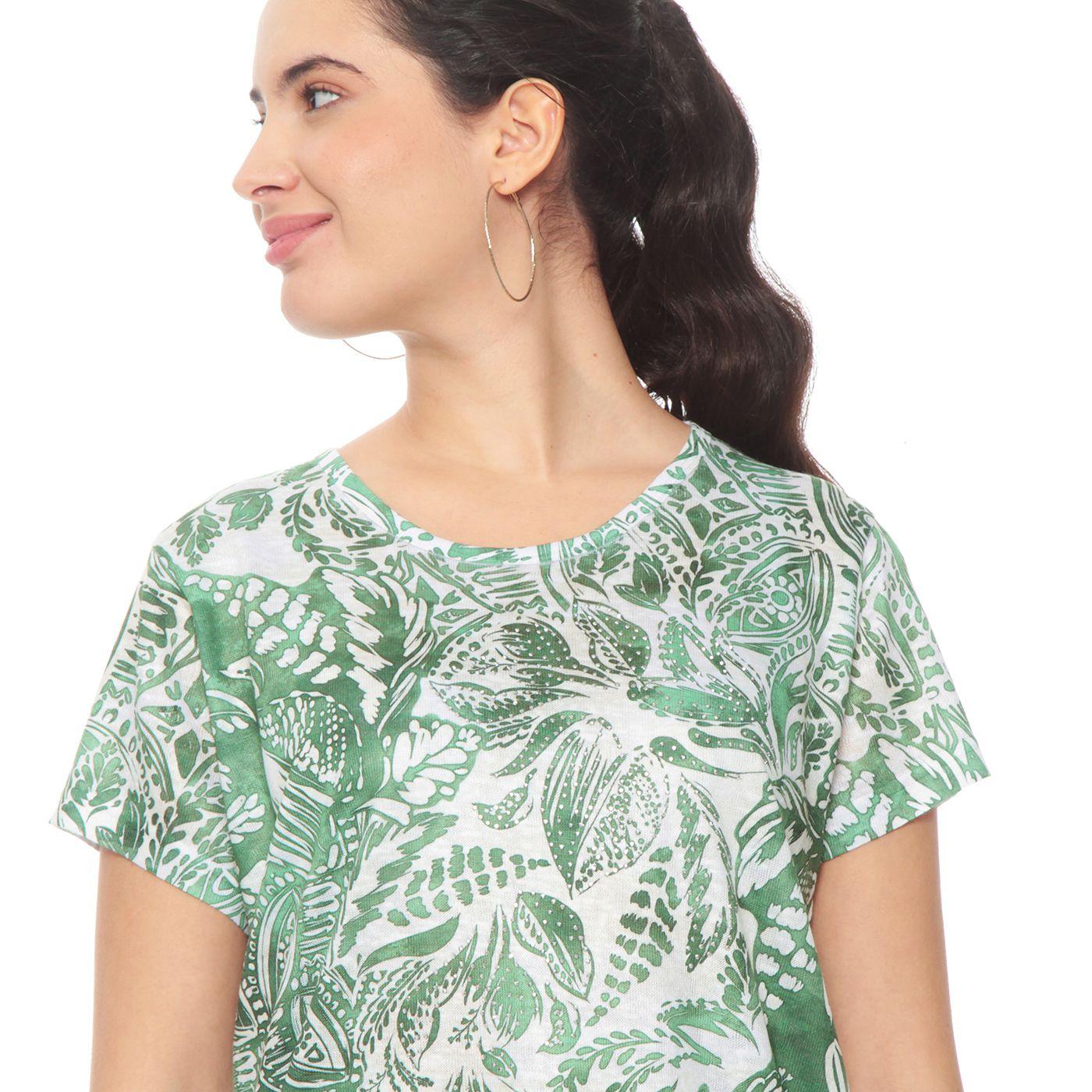 Polera Manga Corta Sublimada Con Aplicacion Strass Escote Redondo-1