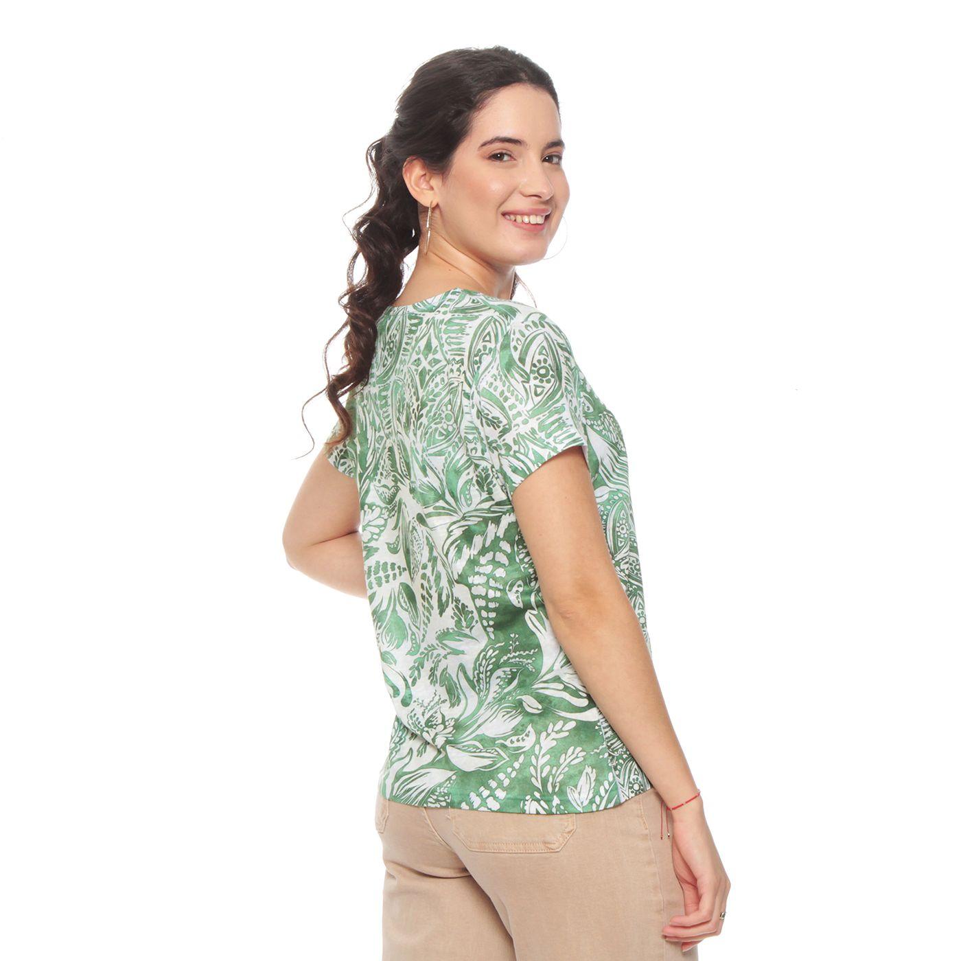 Polera Manga Corta Sublimada Con Aplicacion Strass Escote Redondo-4