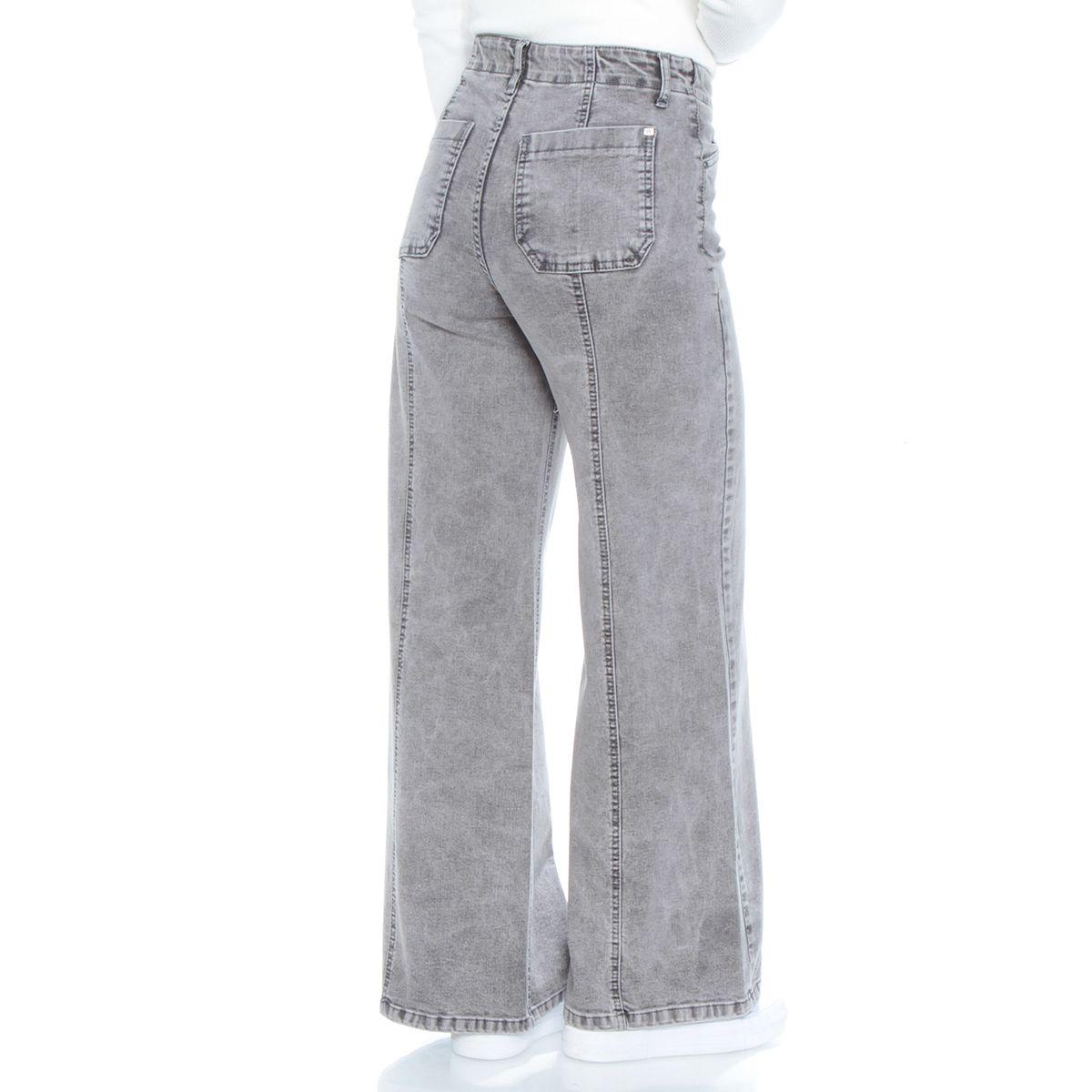 Jeans Wide Leg Tiro Alto Pretina Interna 1 Boton Corte Central-1