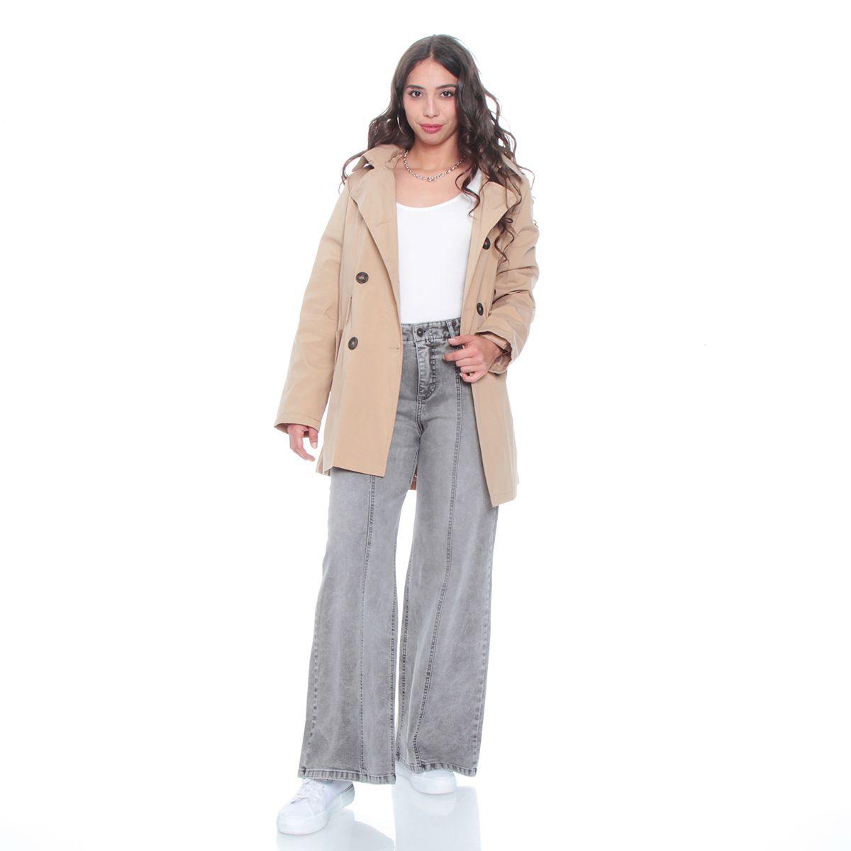 Jeans Wide Leg Tiro Alto Pretina Interna 1 Boton Corte Central-5