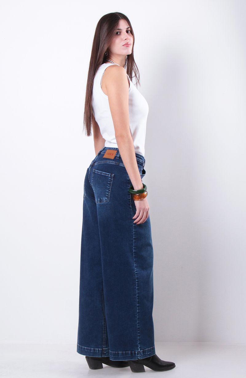 Jeans Wide Tiro Alto   Pretina Basica 1 Boton-3