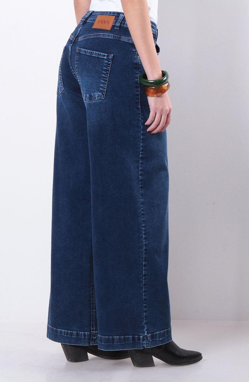 Jeans Wide Tiro Alto   Pretina Basica 1 Boton-4