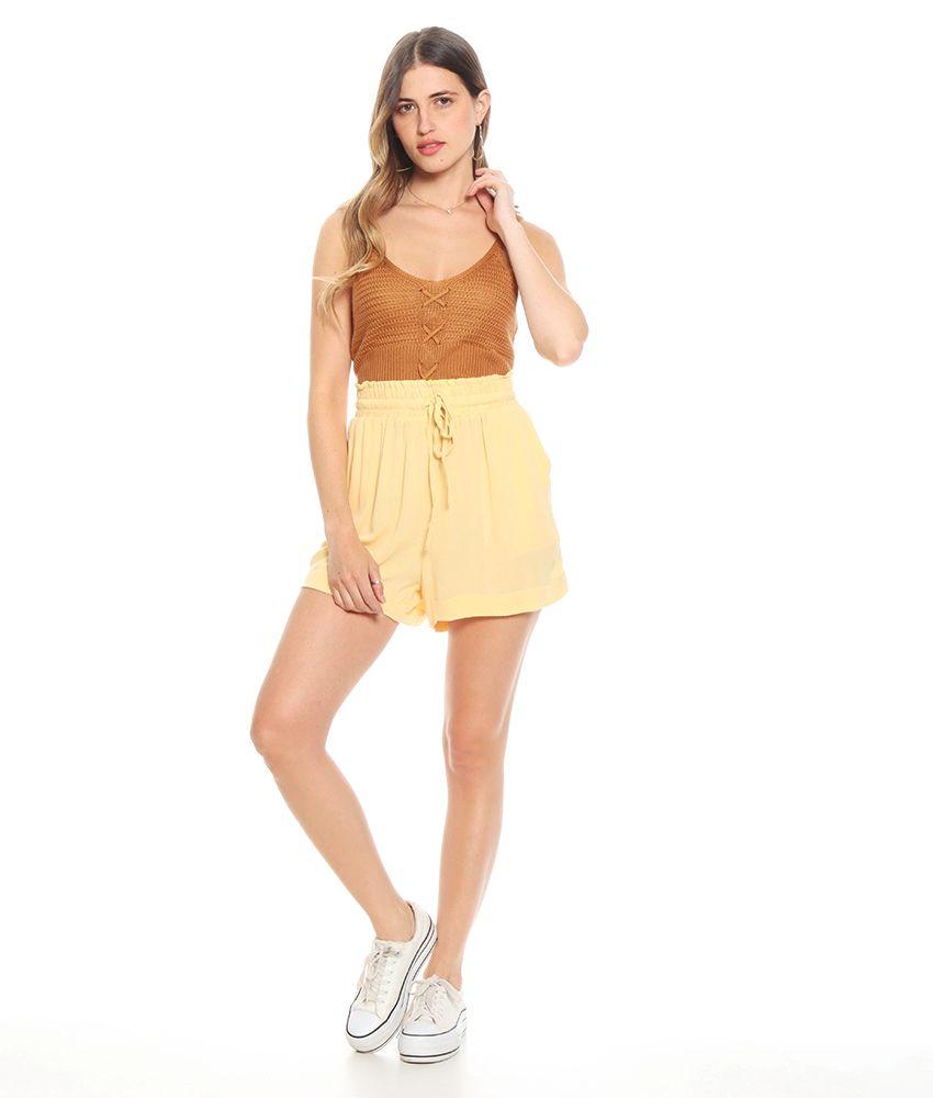 Short Solido Pretina Elasticada Con Pabilo Ajustable-5