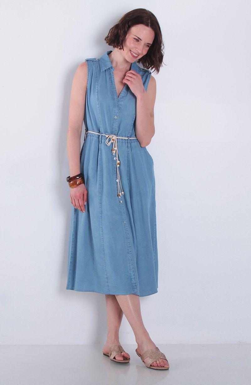 Vestido Sin Manga Lyocell Con Lazo En Cintura-2