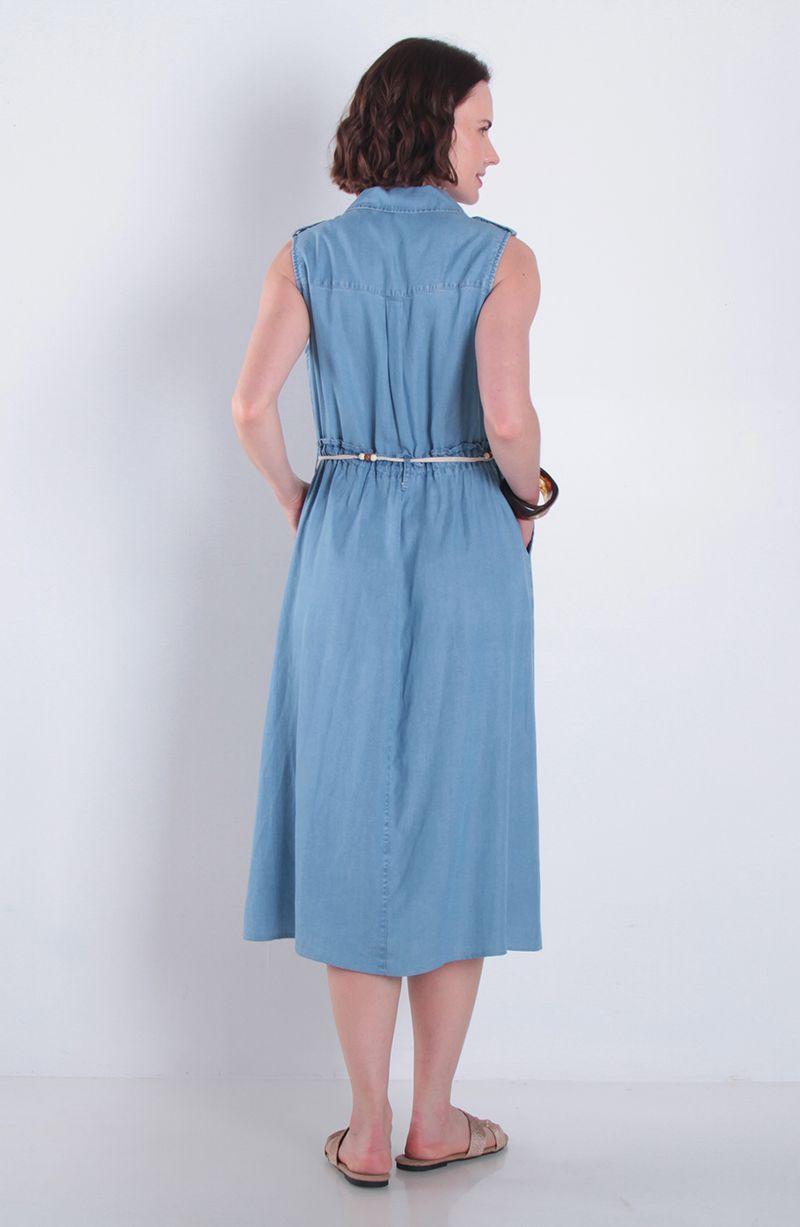 Vestido Sin Manga Lyocell Con Lazo En Cintura-7