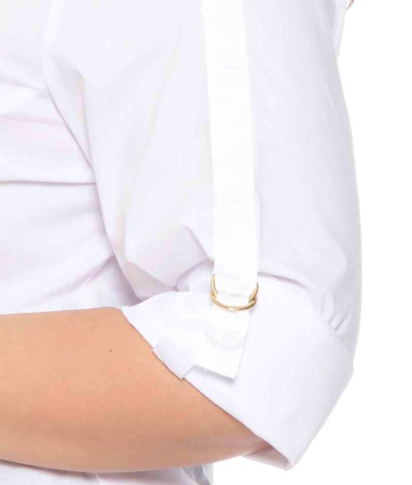 Blusa Manga Larga Con Tela De Punto En Los Costados Delantero Abotonad-2