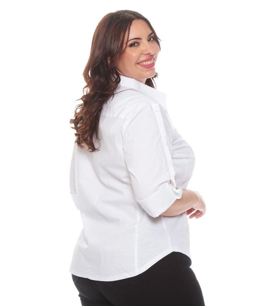 Blusa Manga Larga Con Tela De Punto En Los Costados Delantero Abotonad-5
