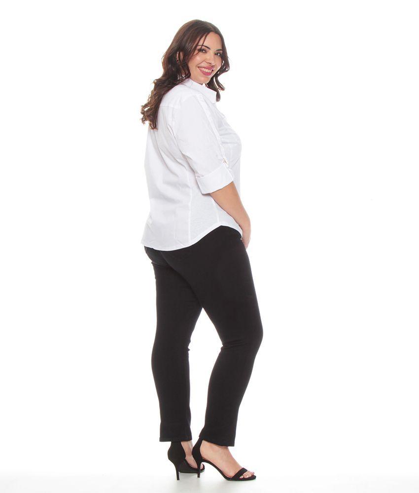 Blusa Manga Larga Con Tela De Punto En Los Costados Delantero Abotonad-6