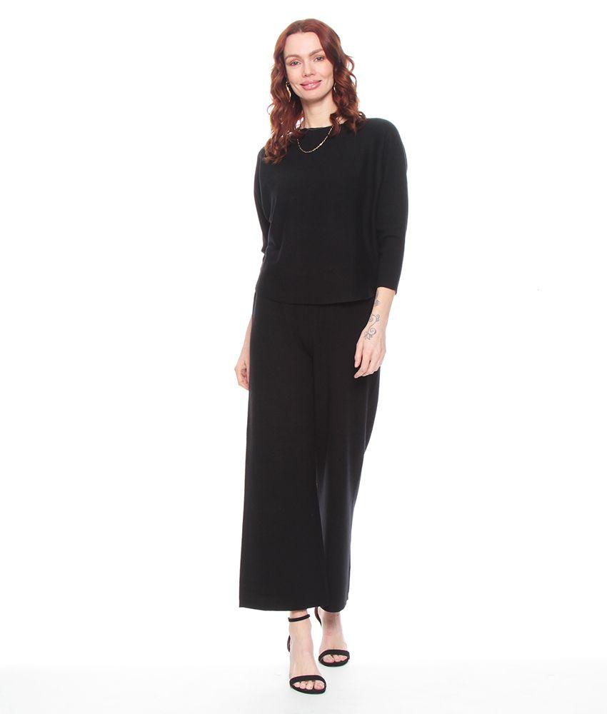 Conjunto Sweater M 3/4 Escote Redondo Y Pantalon Solido-0