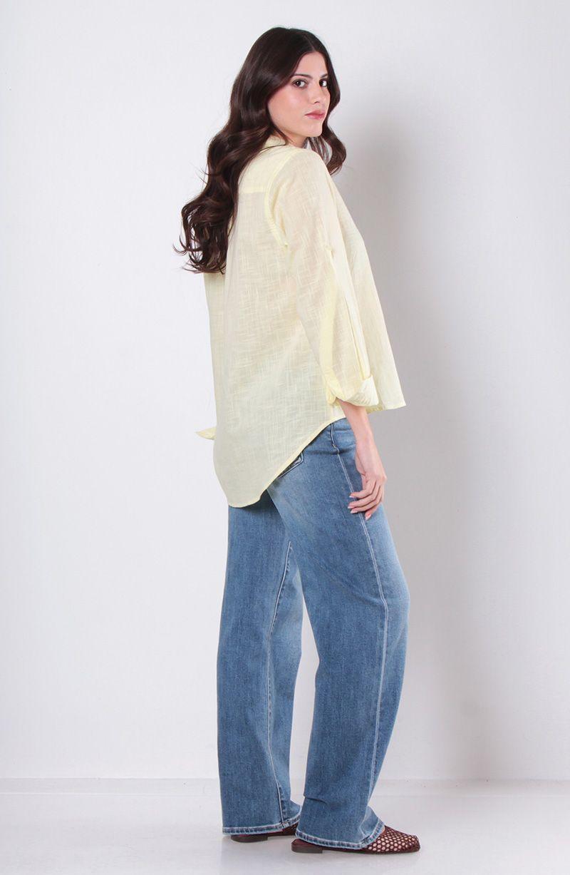 Blusa Manga Larga Abotonada En Delantero Y Bolsillo-6