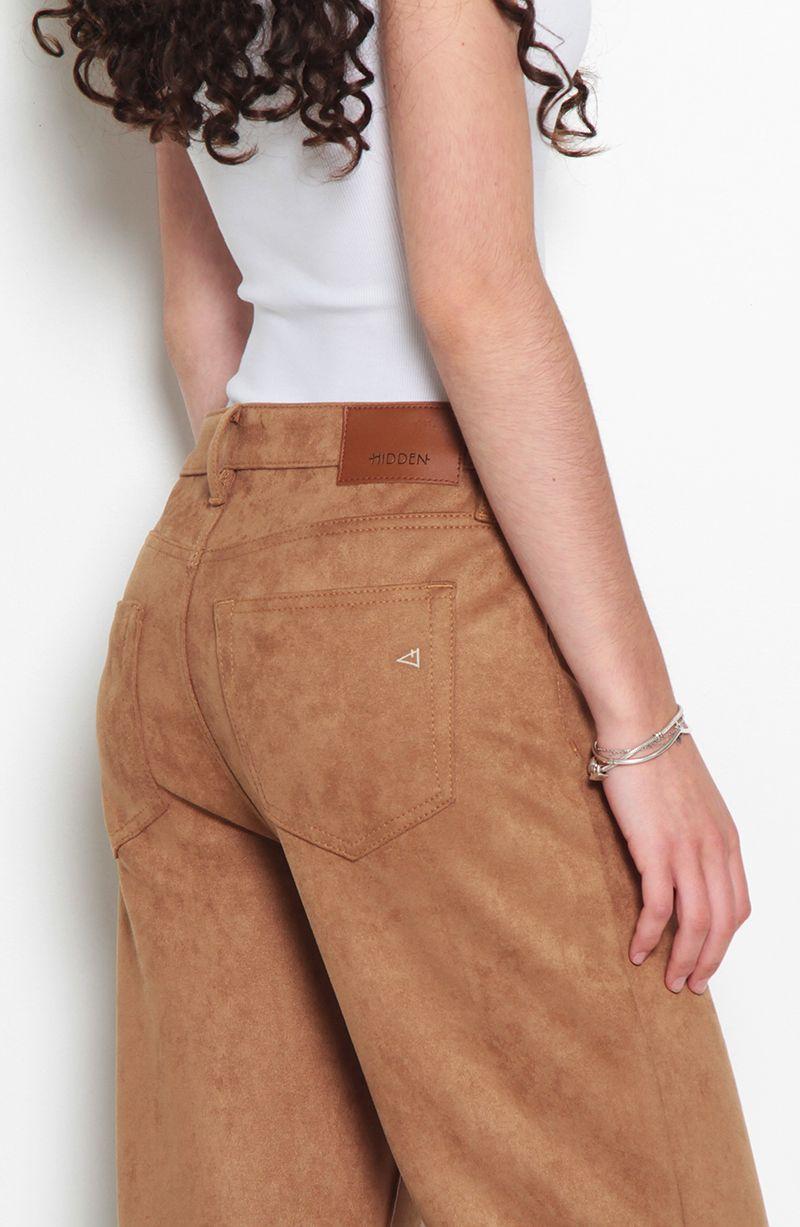 Pantalon Suede Recto Tiro Alto Pretina Basica    1 Boton-1