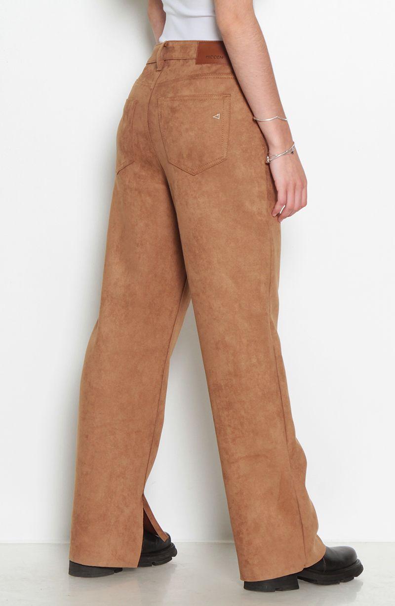 Pantalon Suede Recto Tiro Alto Pretina Basica    1 Boton-4