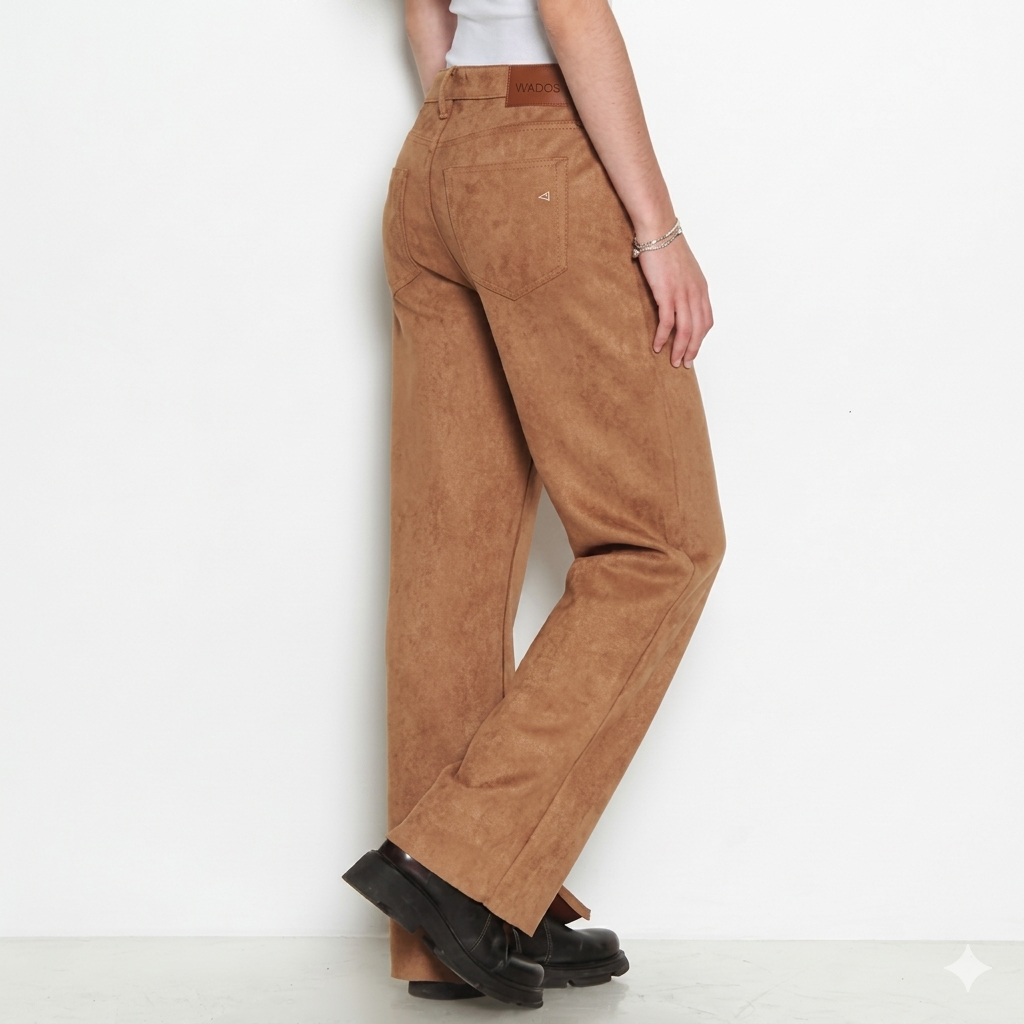 Pantalon Suede Recto Tiro Alto Pretina Basica    1 Boton-5