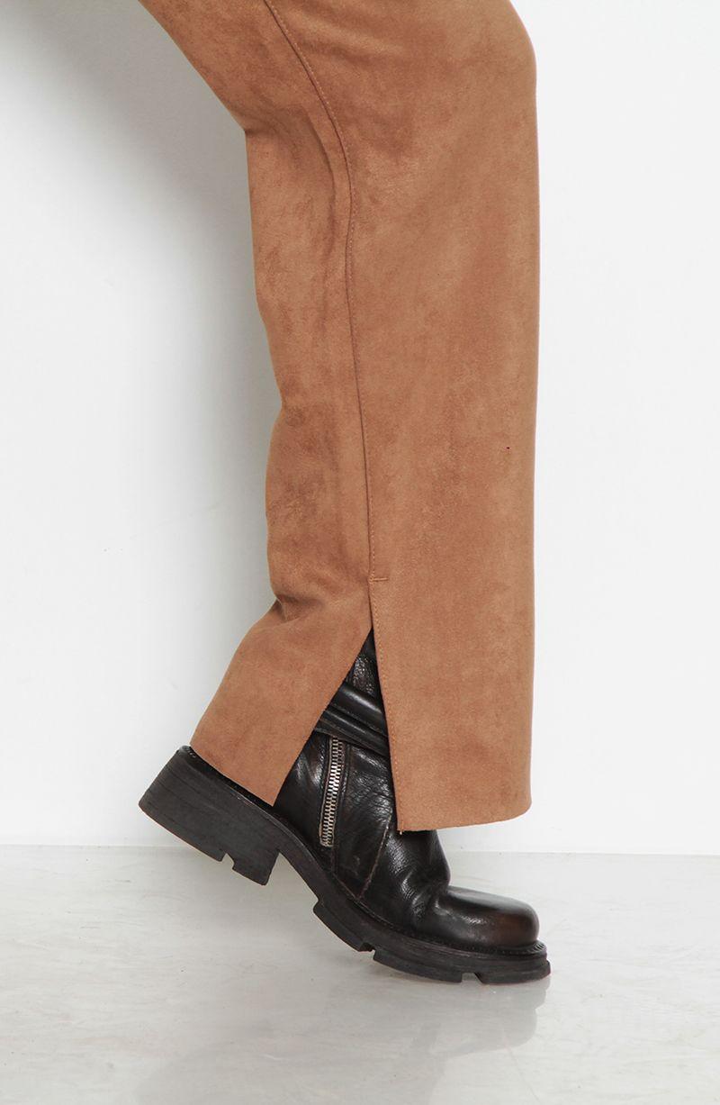 Pantalon Suede Recto Tiro Alto Pretina Basica    1 Boton-7