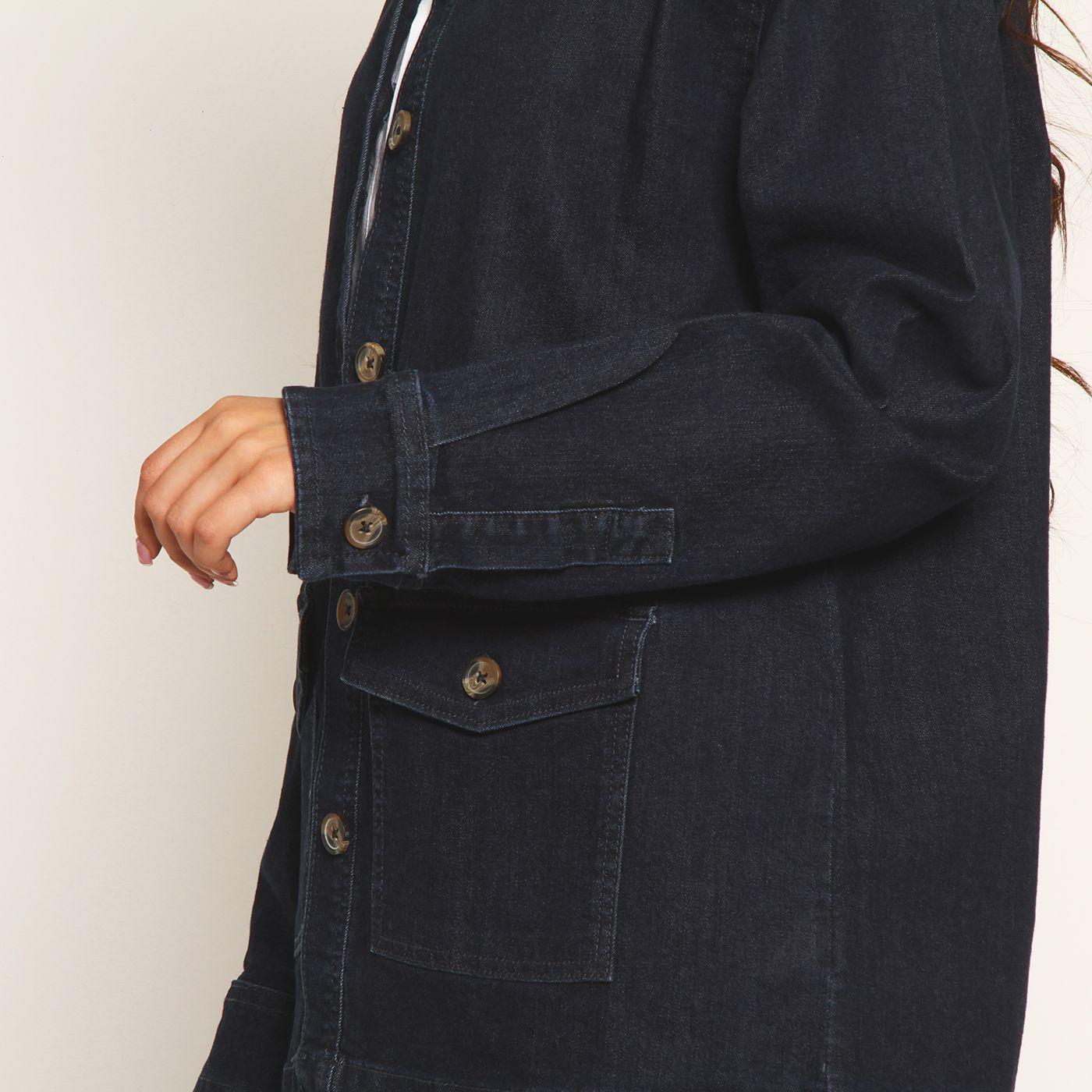 Chaqueta Manga Larga Denim Con Bolsillos Y Cuello-2