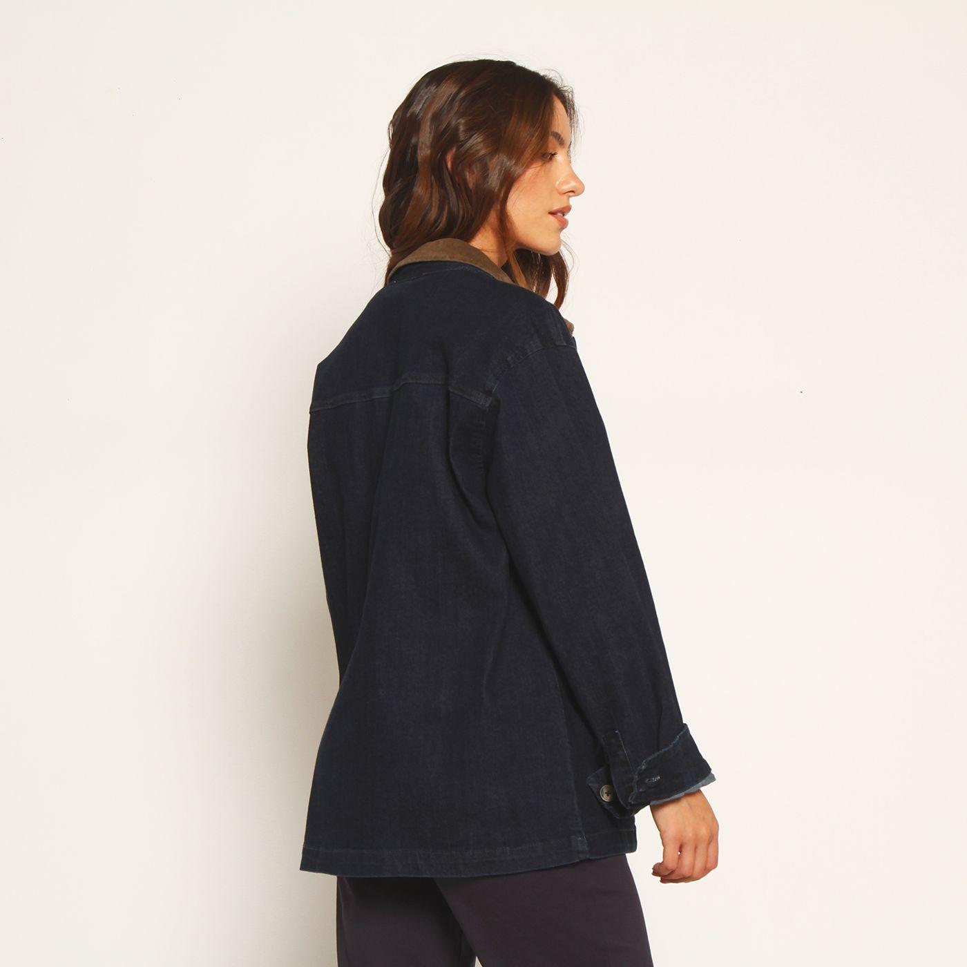 Chaqueta Manga Larga Denim Con Bolsillos Y Cuello-4