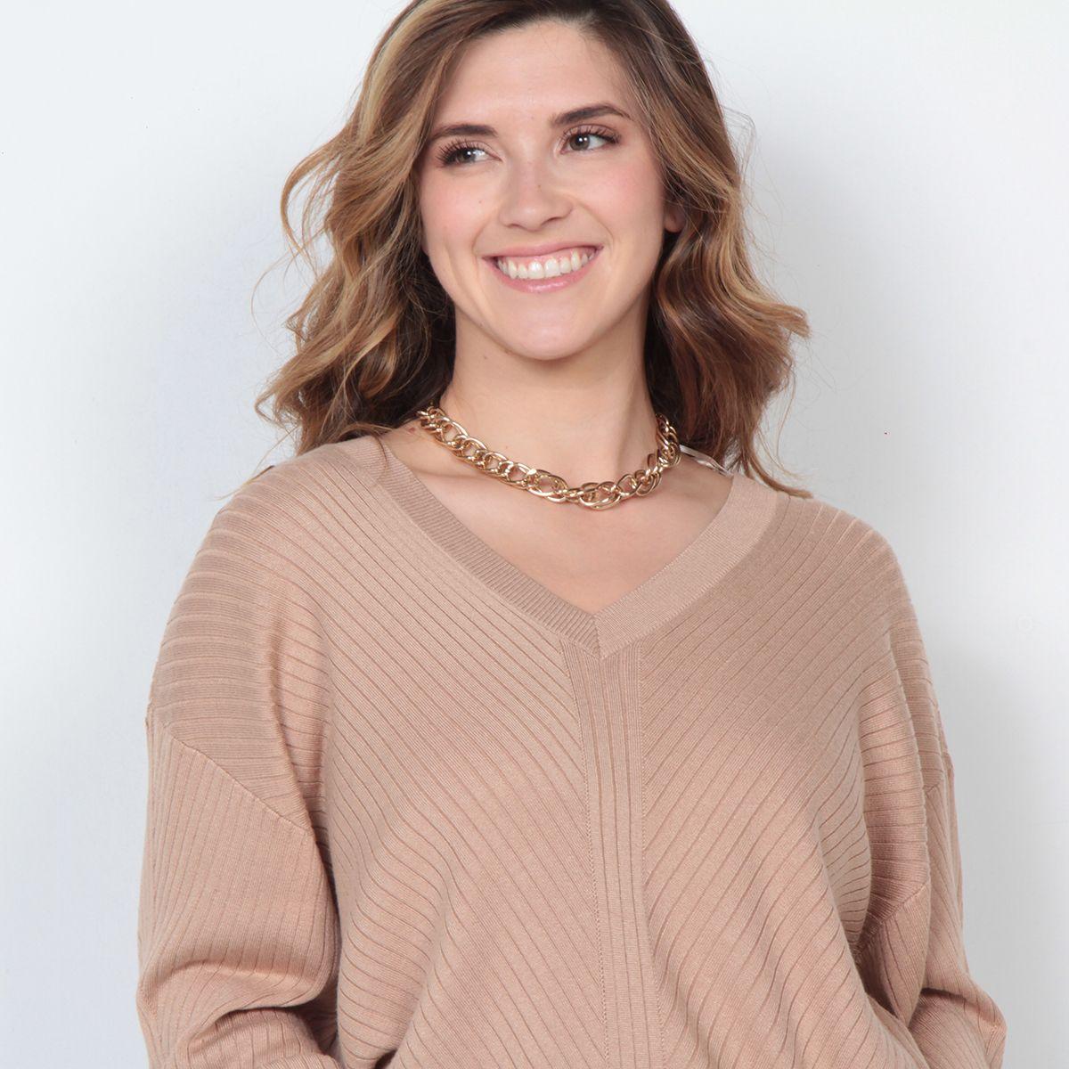 Sweater Manga Larga Solido-2