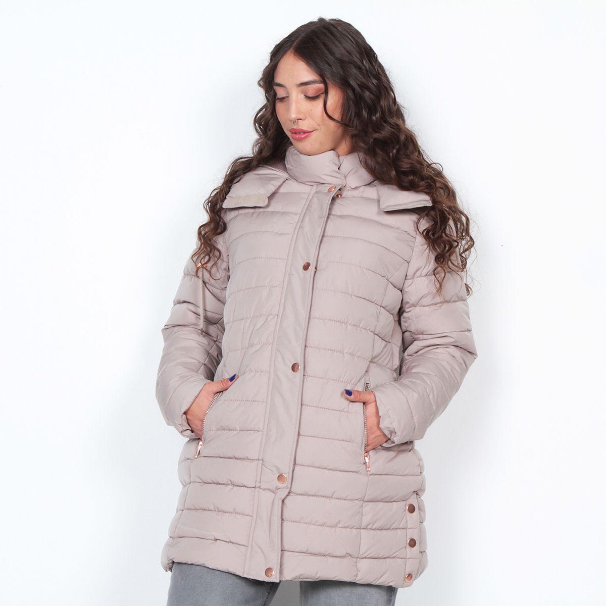 Parka Larga Manga Larga Con Capucha Solida-0