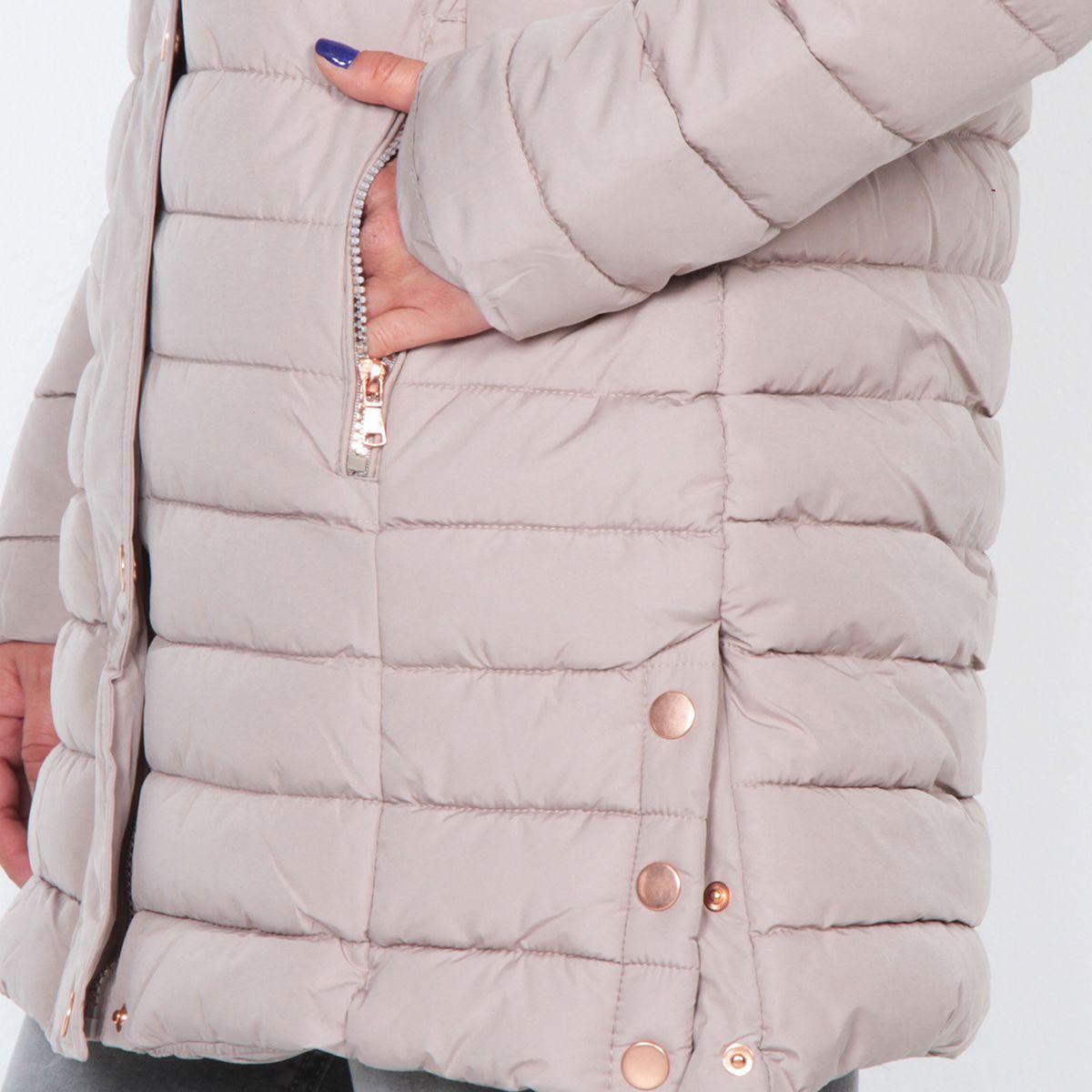 Parka Larga Manga Larga Con Capucha Solida-3