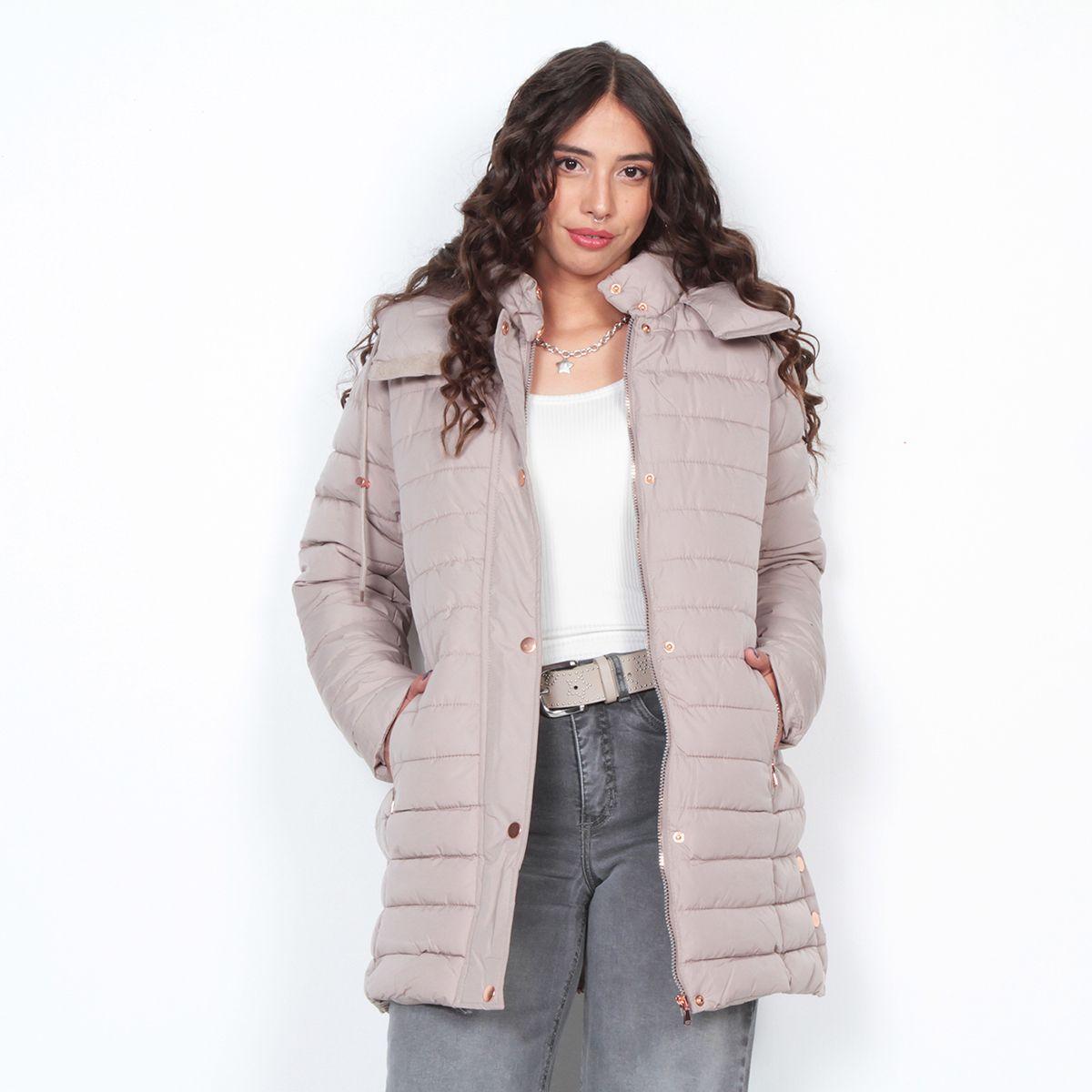Parka Larga Manga Larga Con Capucha Solida-4