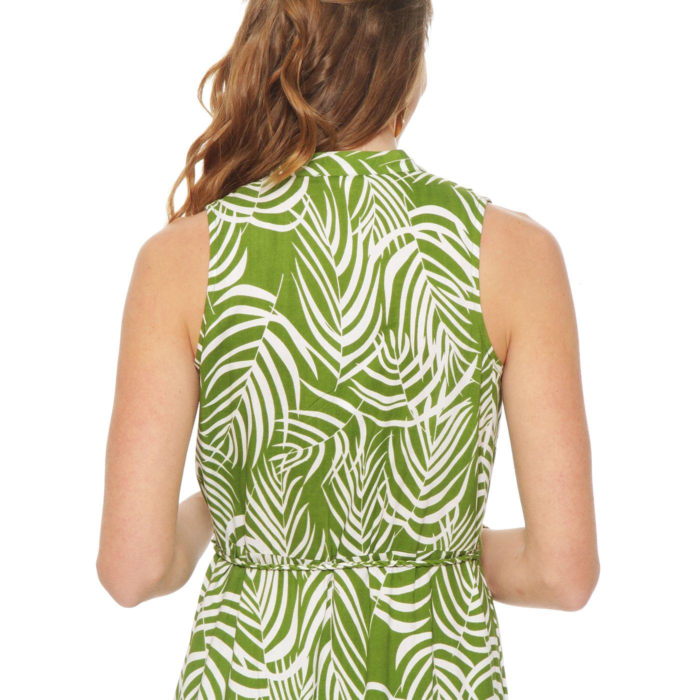 Vestido  Largo Sin  Manga Estampado Escote V-6