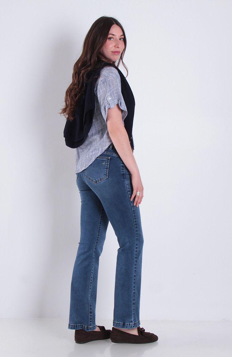 Jeans Recto Tiro Bajo Pretina Basica 1 Boton-8