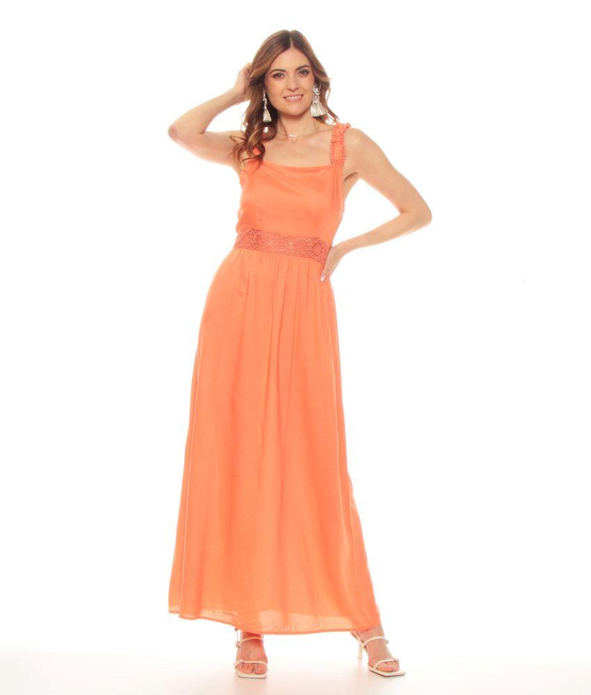 Vestido Sin Manga Solido Detalle En Cintura-0