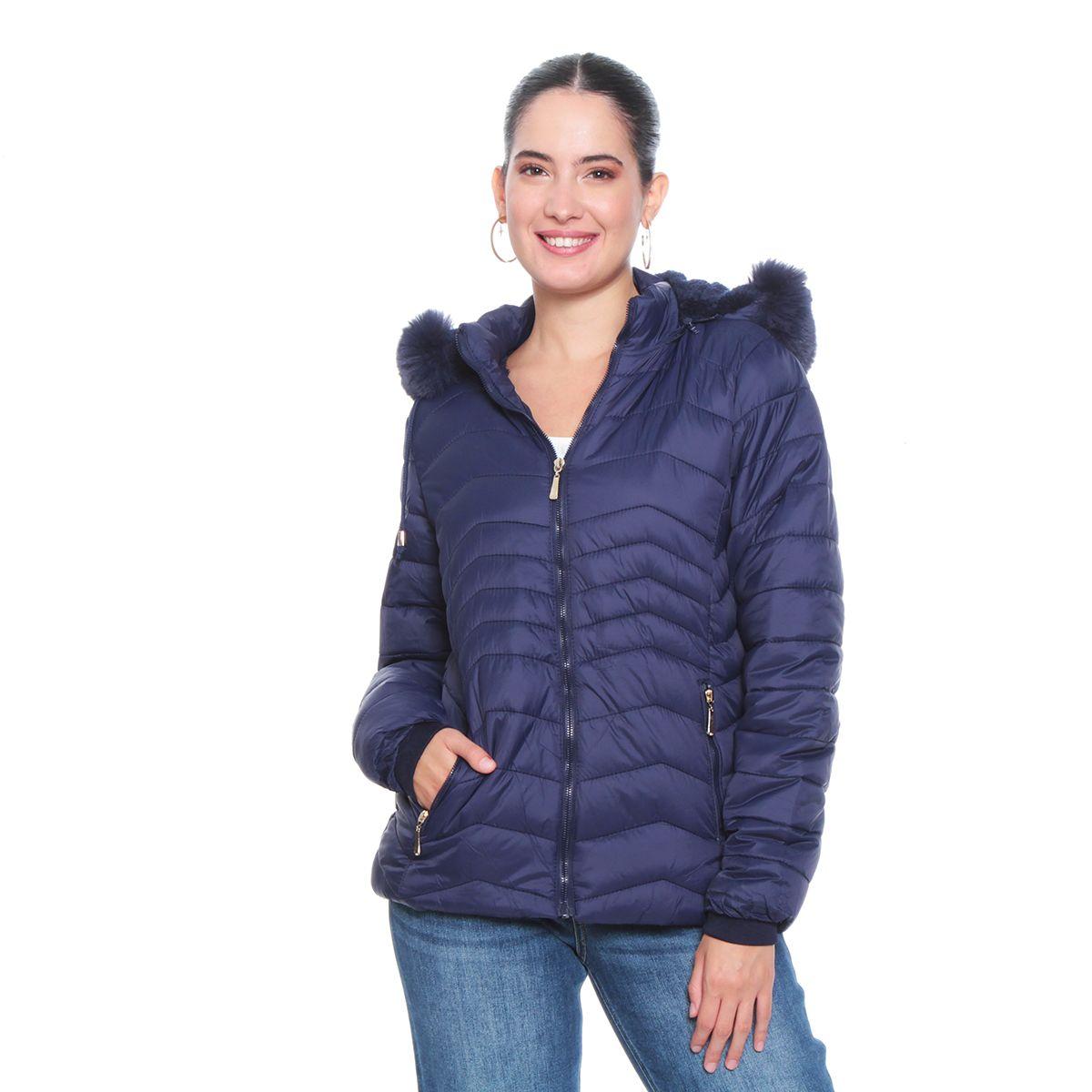 Parka Manga Larga Solido Con Capucha Y Piel Sintetica-0