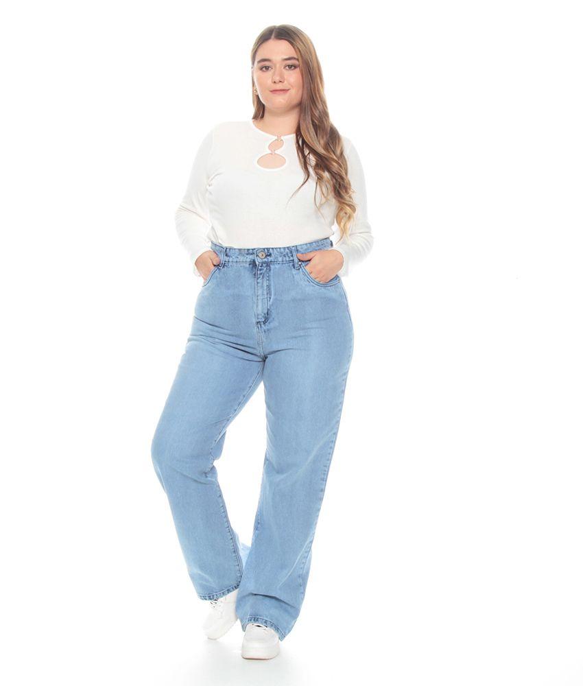 Jeans  Tiro Alto Push Up Pretina Basica Un Boton Recto-0