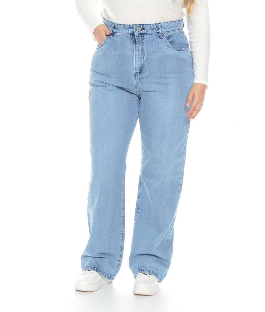 Jeans  Tiro Alto Push Up Pretina Basica Un Boton Recto-2