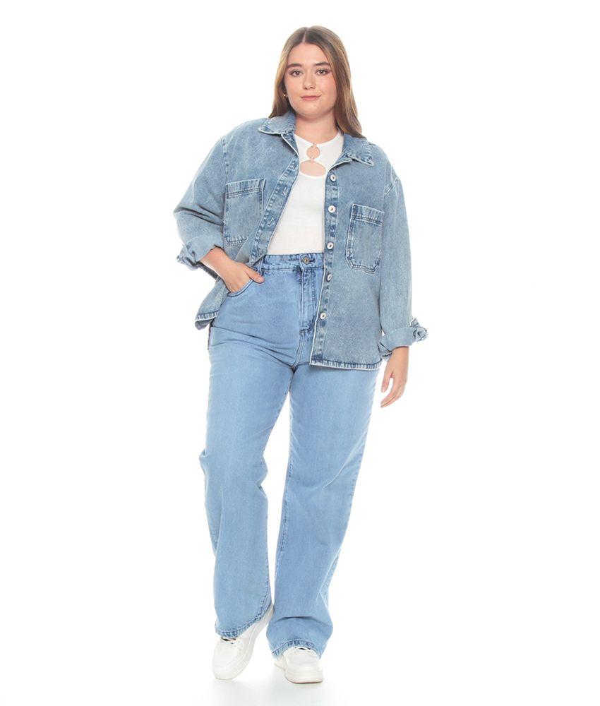 Jeans  Tiro Alto Push Up Pretina Basica Un Boton Recto-3