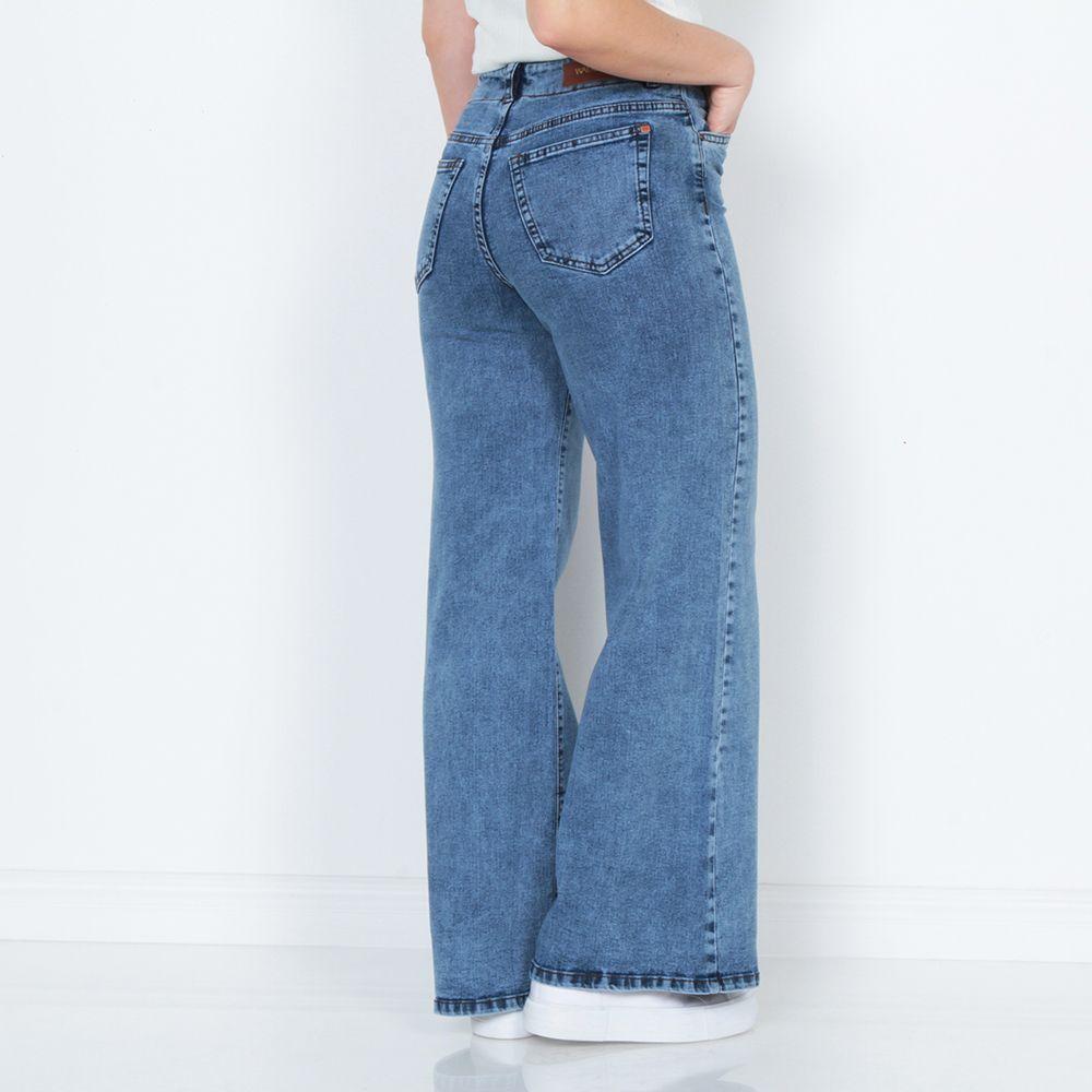Jeans  Wide Leg Tiro Alto Pretina Interna 1 Boton-1