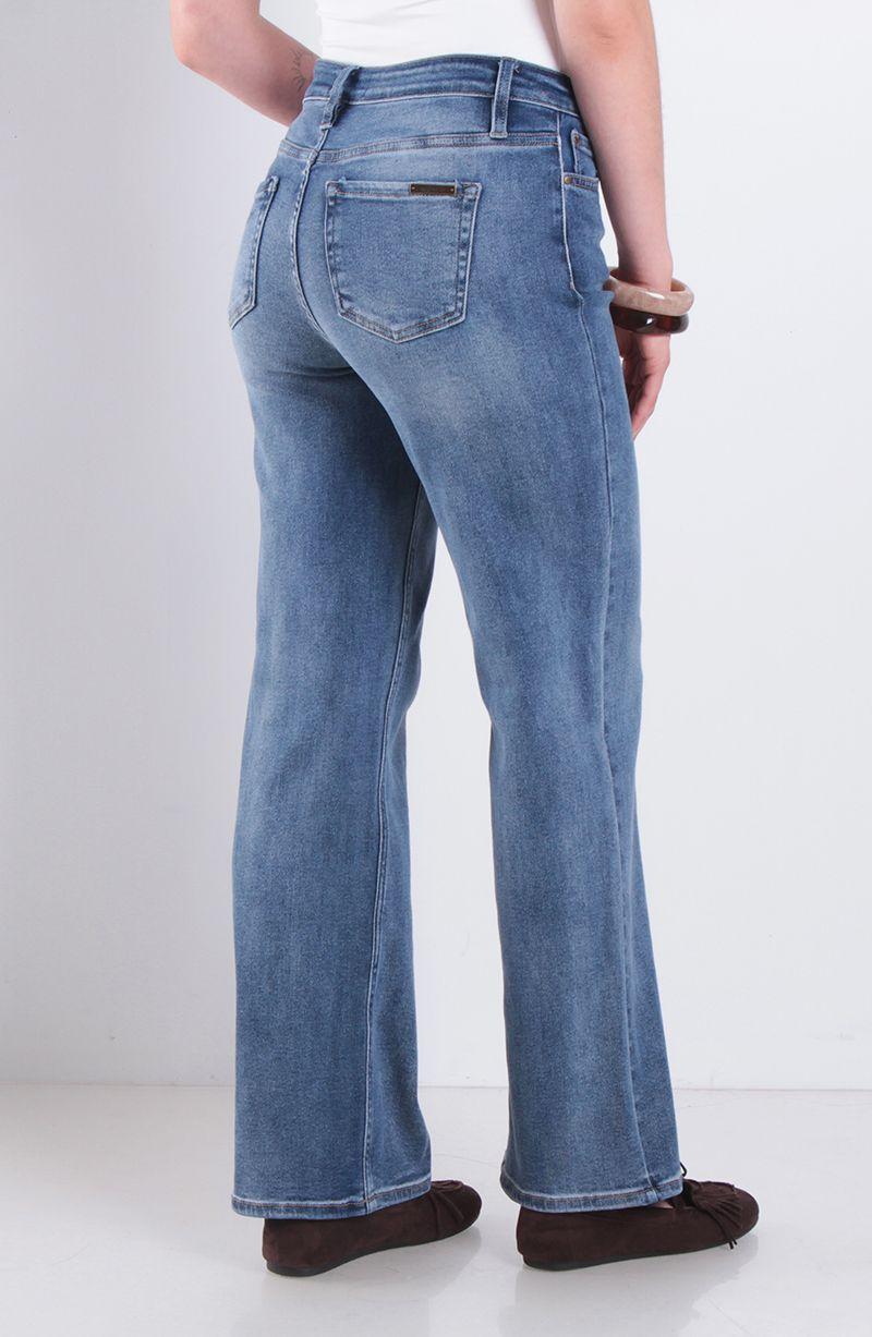 Jeans Wide Leg Tiro Medio Pretina Basica 1 Boton-5