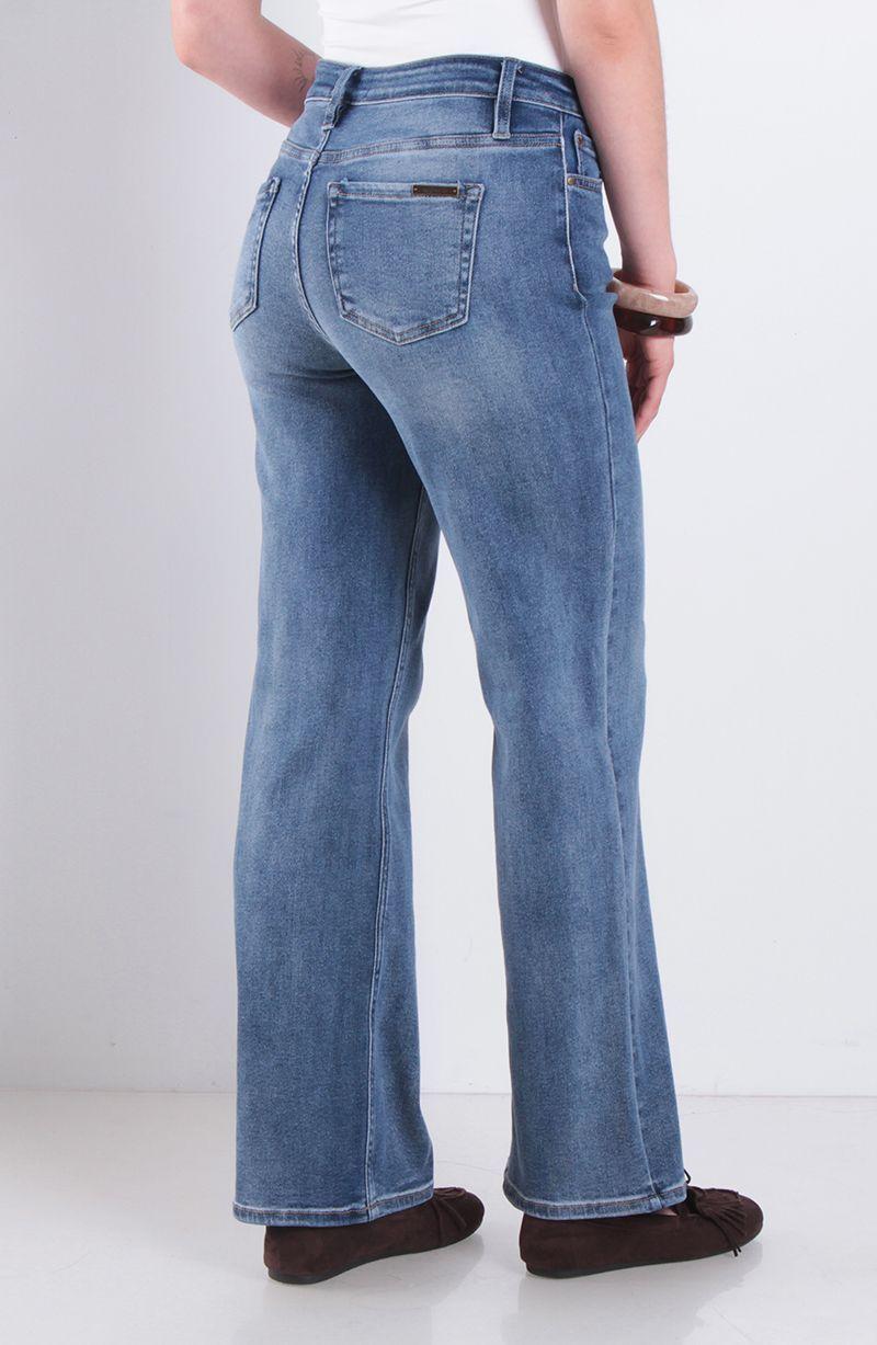 Jeans Wide Leg Tiro Medio Pretina Basica 1 Boton-5
