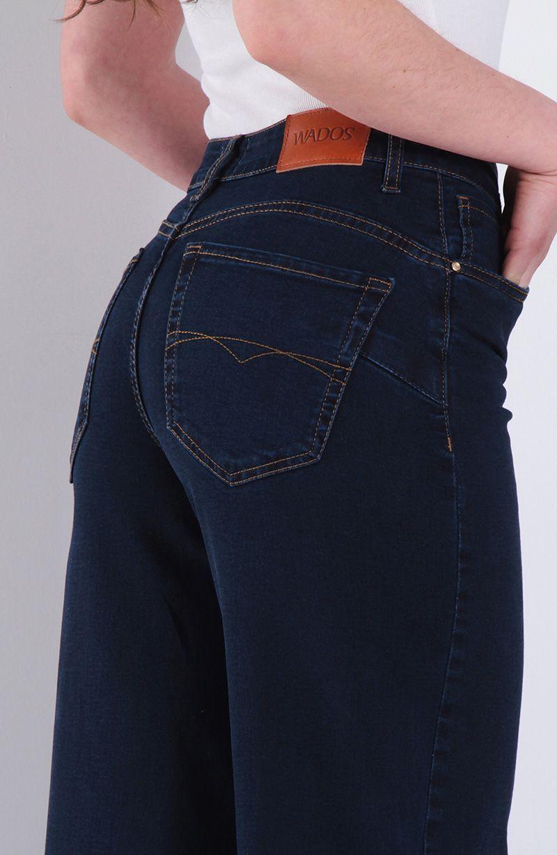 Jeans Wide Tiro Alto Secret Push Up Pretina Basica Un Boton-2