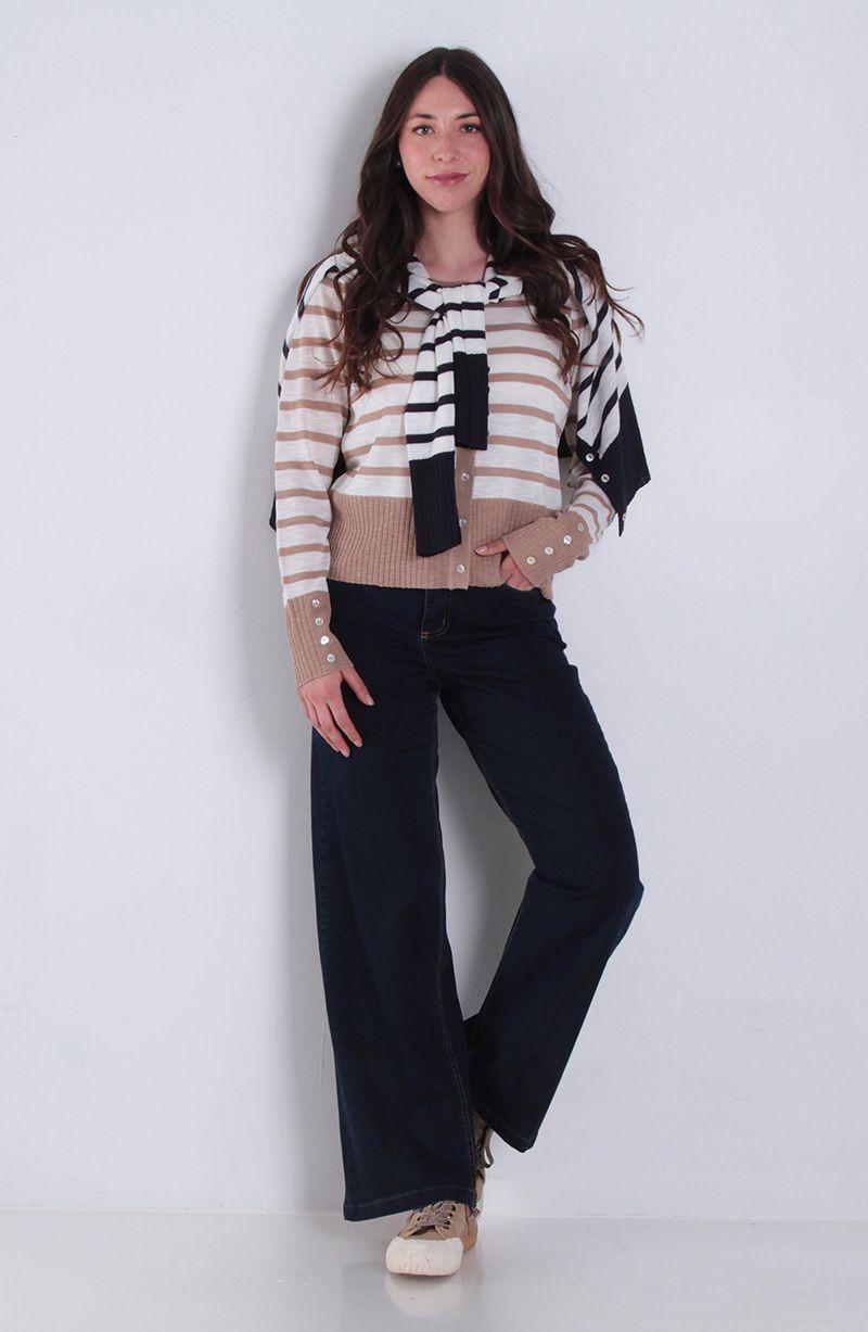 Jeans Wide Tiro Alto Secret Push Up Pretina Basica Un Boton-5